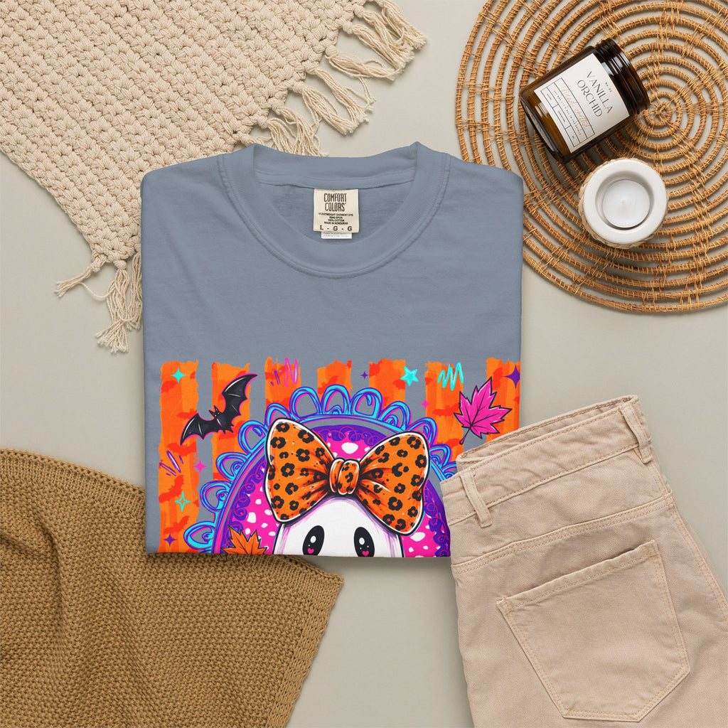 Halloween Ghost Tee Cute Polka Dot Bow Ghost Graphic T Shirt