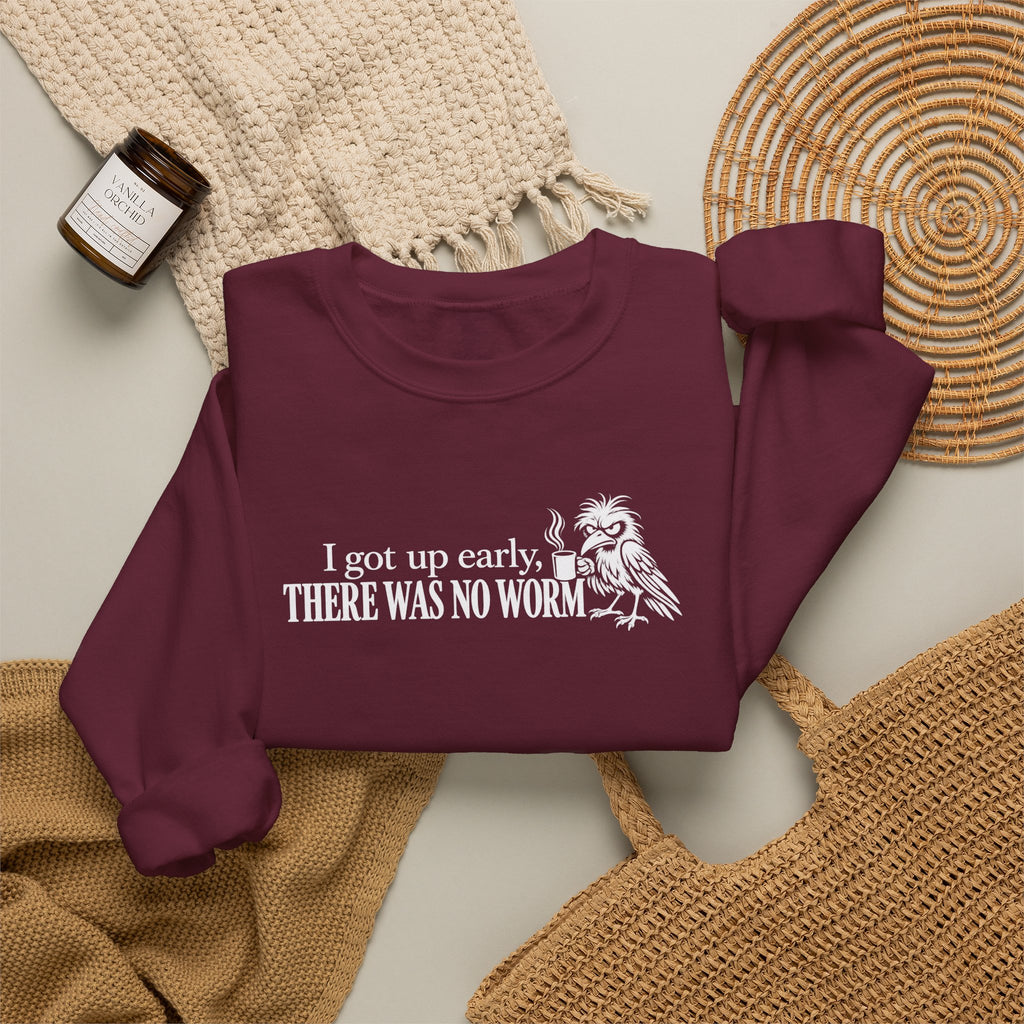 I Got Up Early There Was No Worm Sweatshirt, Funny Bird Coffee Crewneck, Sarcastic Morning Shirt, Grumpy Bird Gift