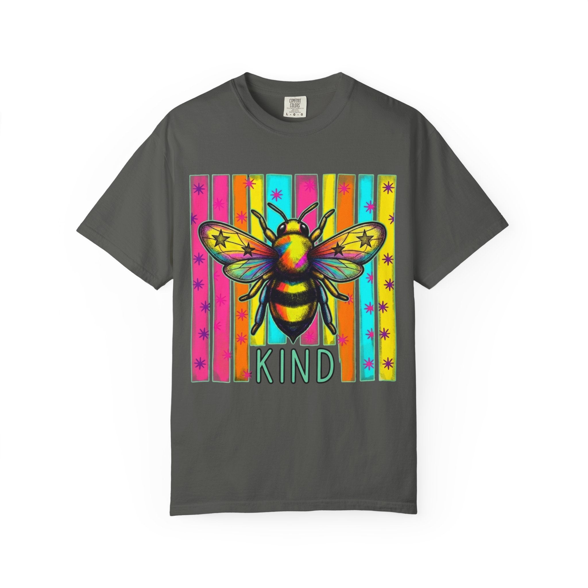 Bee Kind T Shirt Colorful Retro Striped Graphic Tee