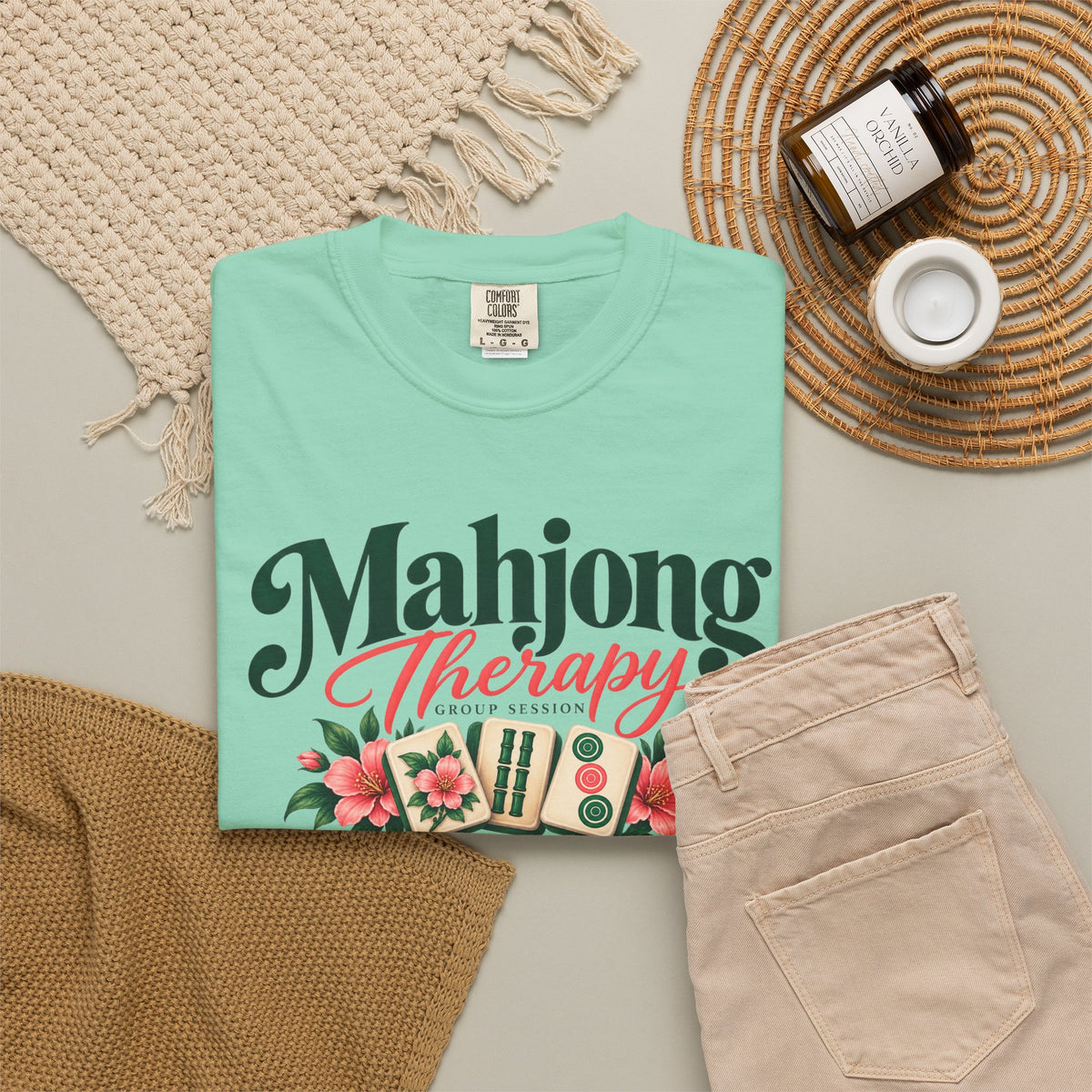 Mahjong Therapy T Shirt | Mahjong Tiles Floral Design