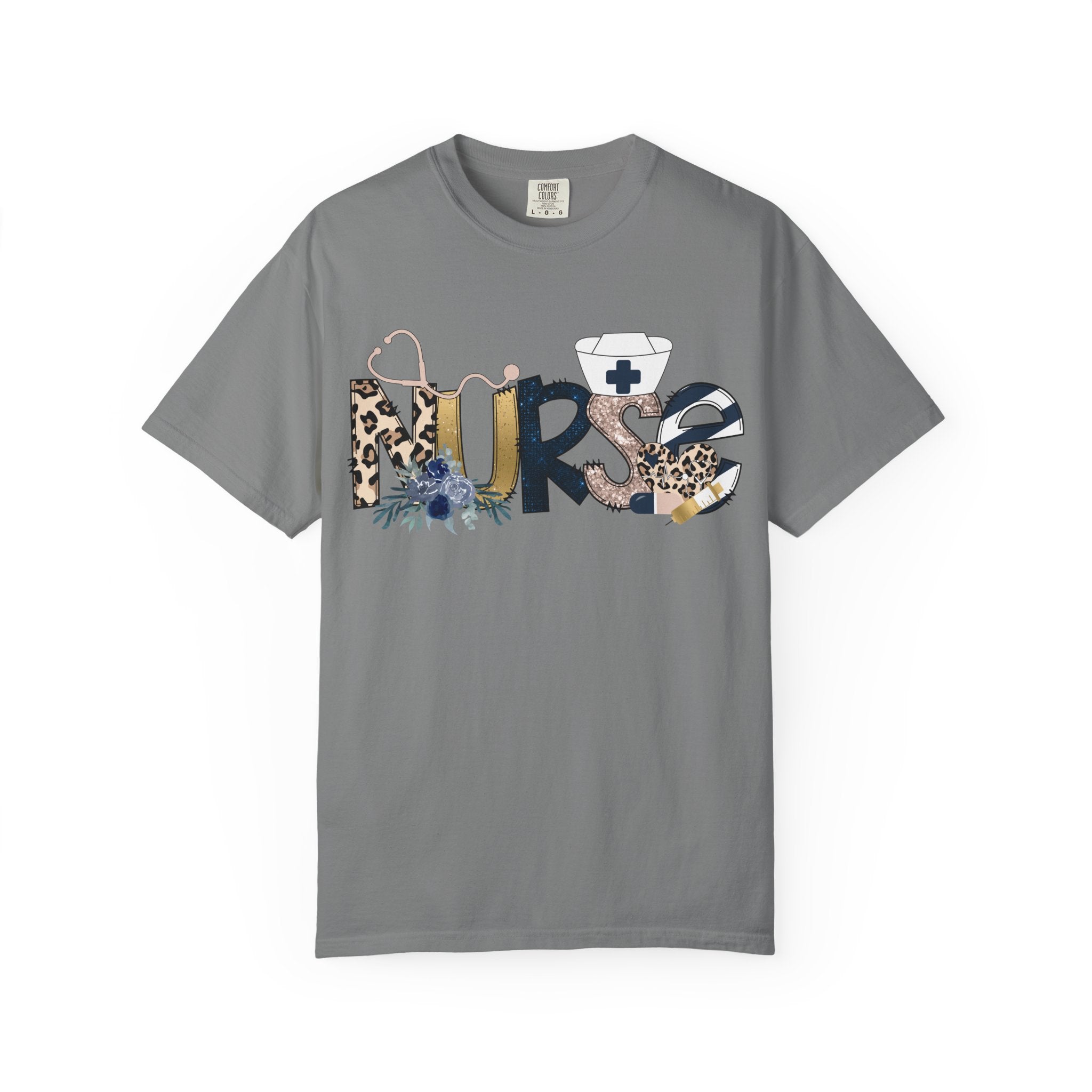 Nurse Floral Leopard Graphic T Shirt