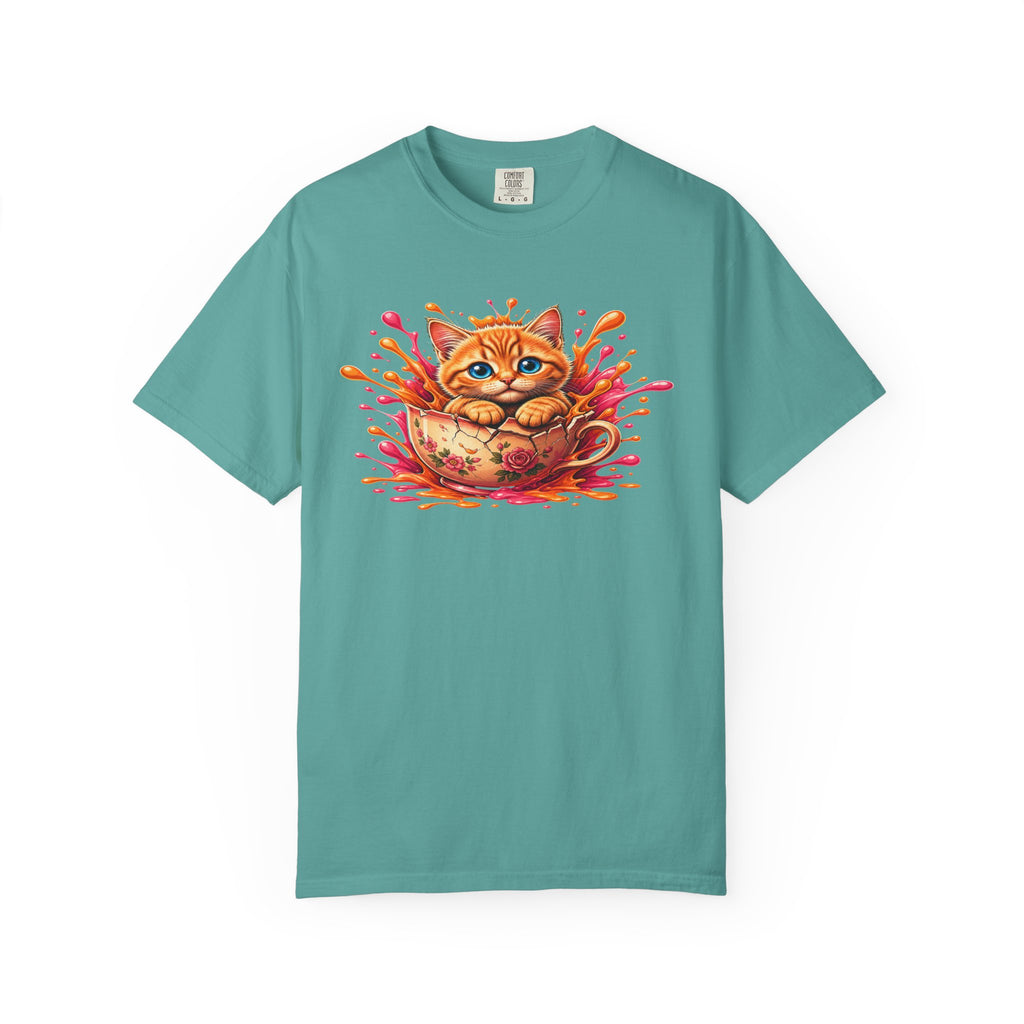 Cat Splash T Shirt Cute Orange Kitten Graphic Tee