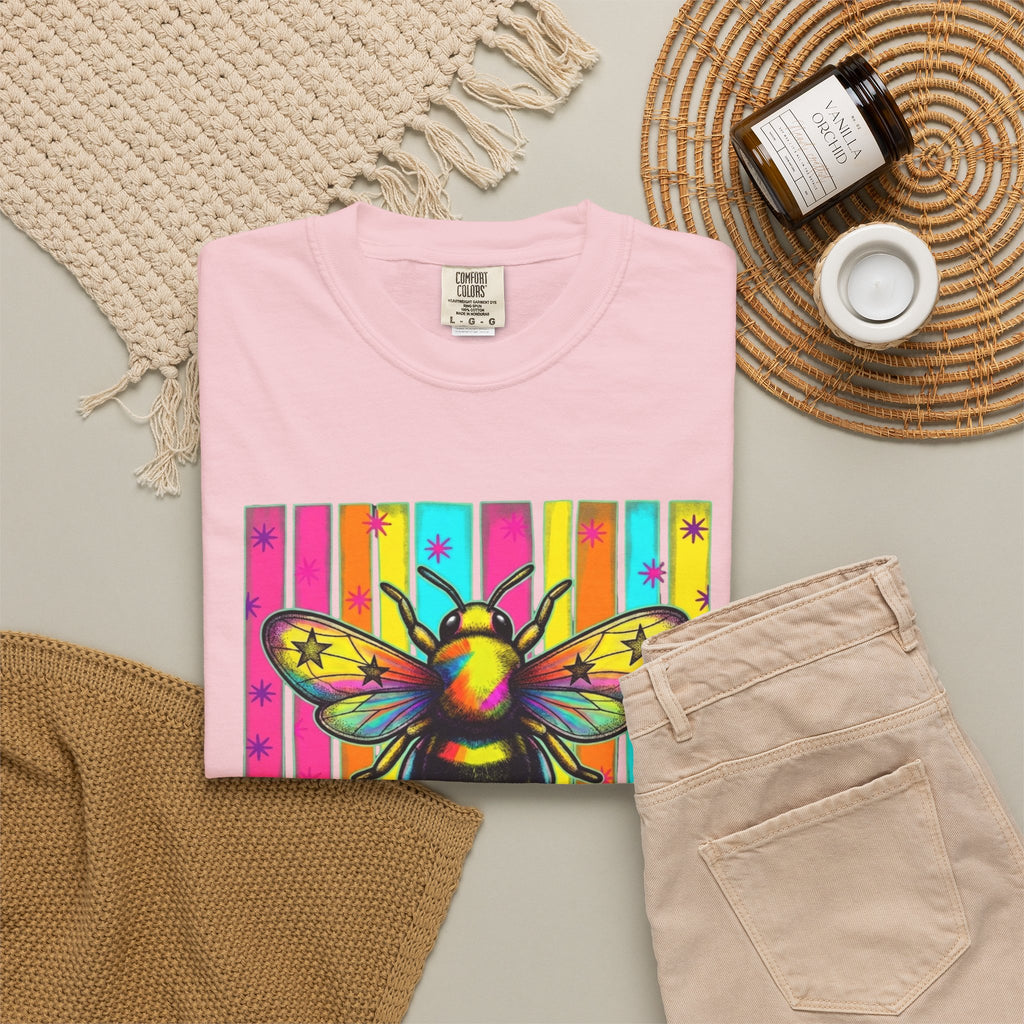 Bee Kind T Shirt Colorful Retro Striped Graphic Tee