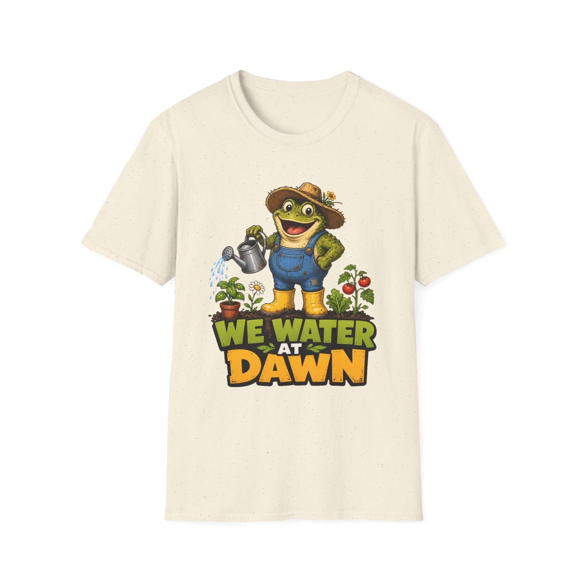 Garden Frog T‑Shirt — 'We Water at Dawn' Cute Gardener Tee