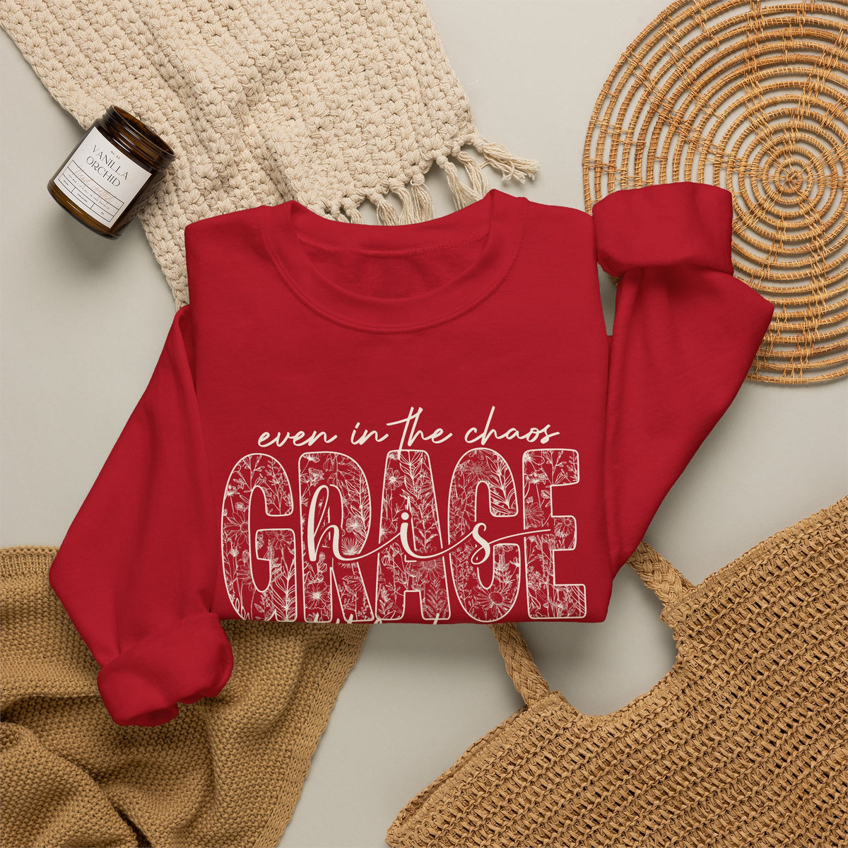 Even in the Chaos Grace Still Finds Me Sweatshirt, Christian Faith Crewneck, Inspirational Floral Grace Sweater, Religious Gift for Women