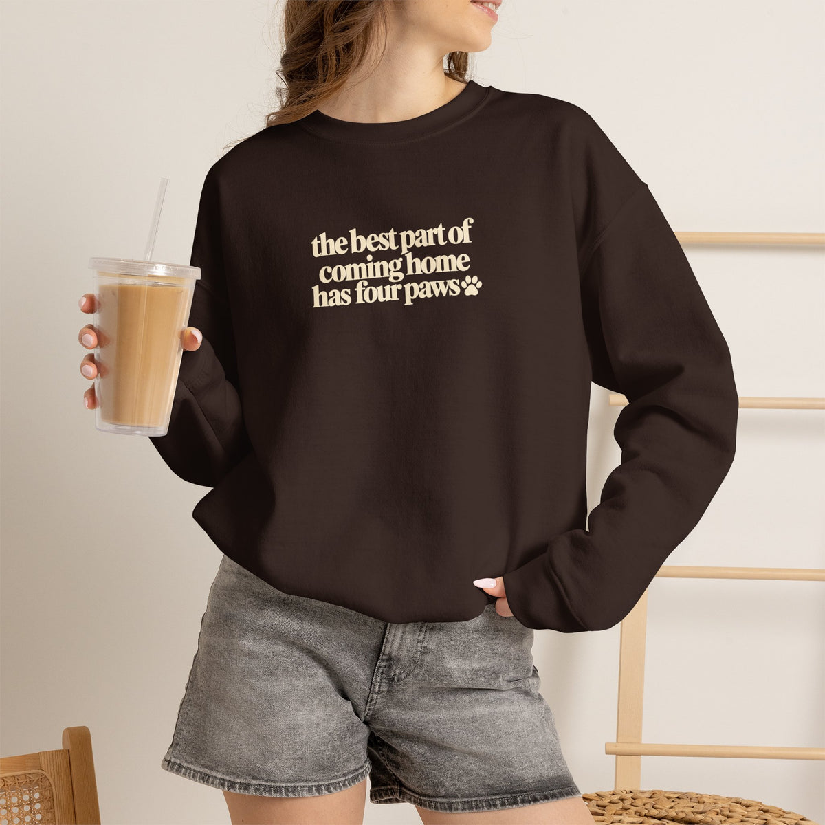 Dog Mom Sweatshirt, The Best Part of Coming Home Has Four Paws, Minimalist Dog Lover, Cute Pet Mom Gift, Christmas Gift for Dog Lovers