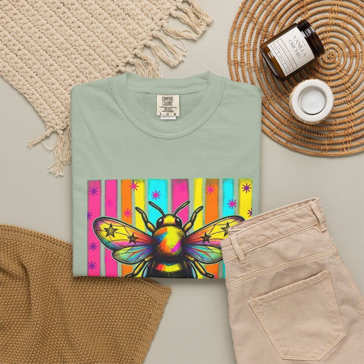 Bee Kind T Shirt Colorful Retro Striped Graphic Tee