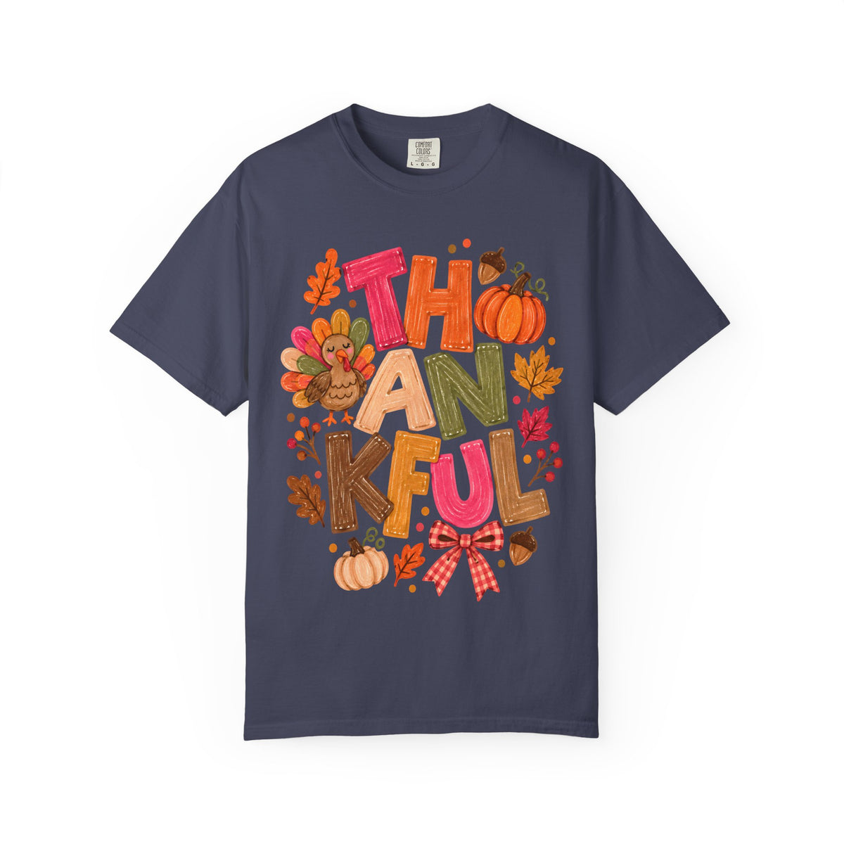 Thankful Turkey Shirt, Cute Thanksgiving Tee, Colorful Fall Graphic T-Shirt, Thanksgiving Outfit, Autumn Shirt, Fall Teacher Gift