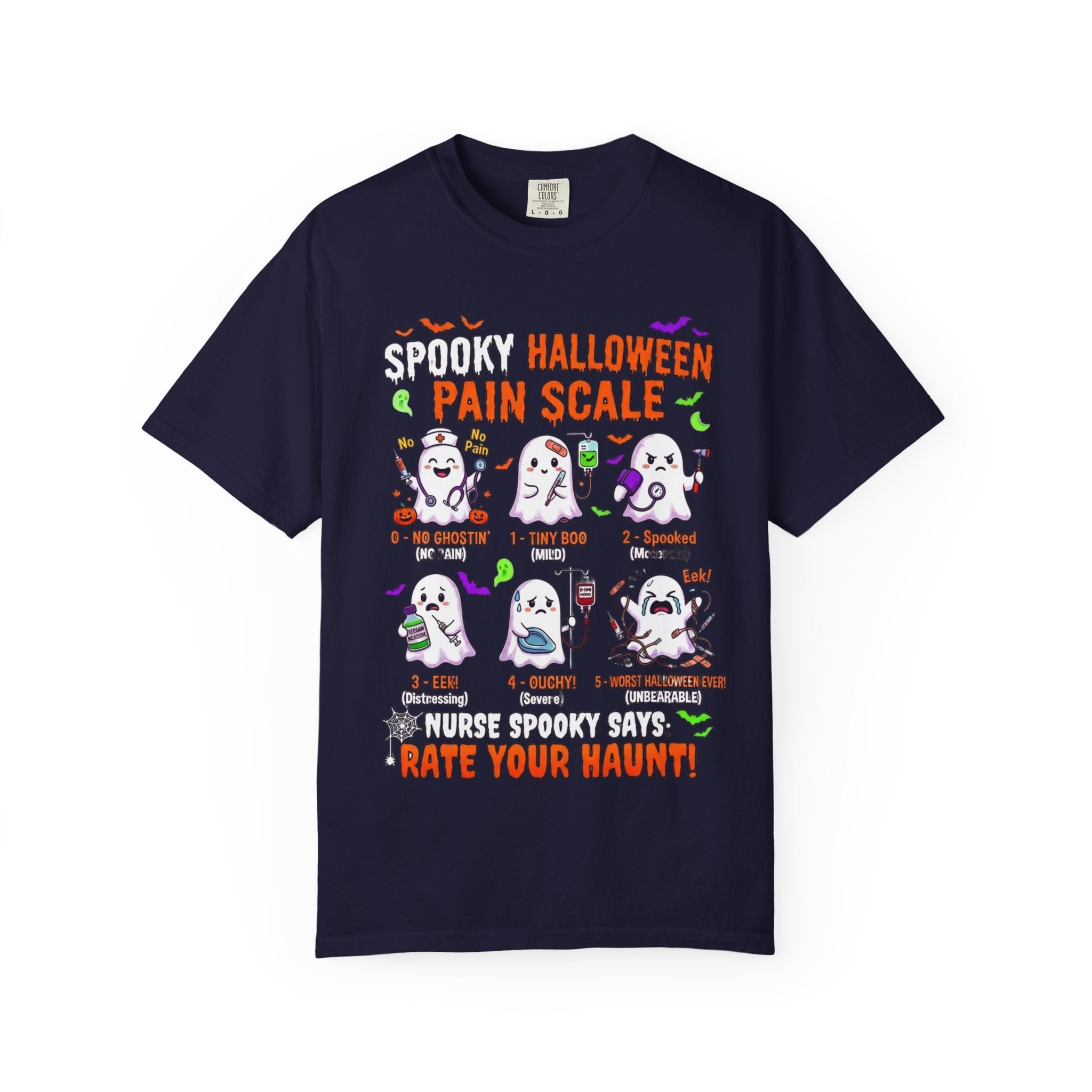 Halloween Ghost Pain Scale T-Shirt Spooky Halloween Pain Scale Nurse Funny Tee
