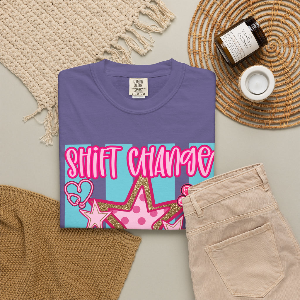 Shift Change Hallelujah T Shirt Cute Pink Star Nurse Worker Tee