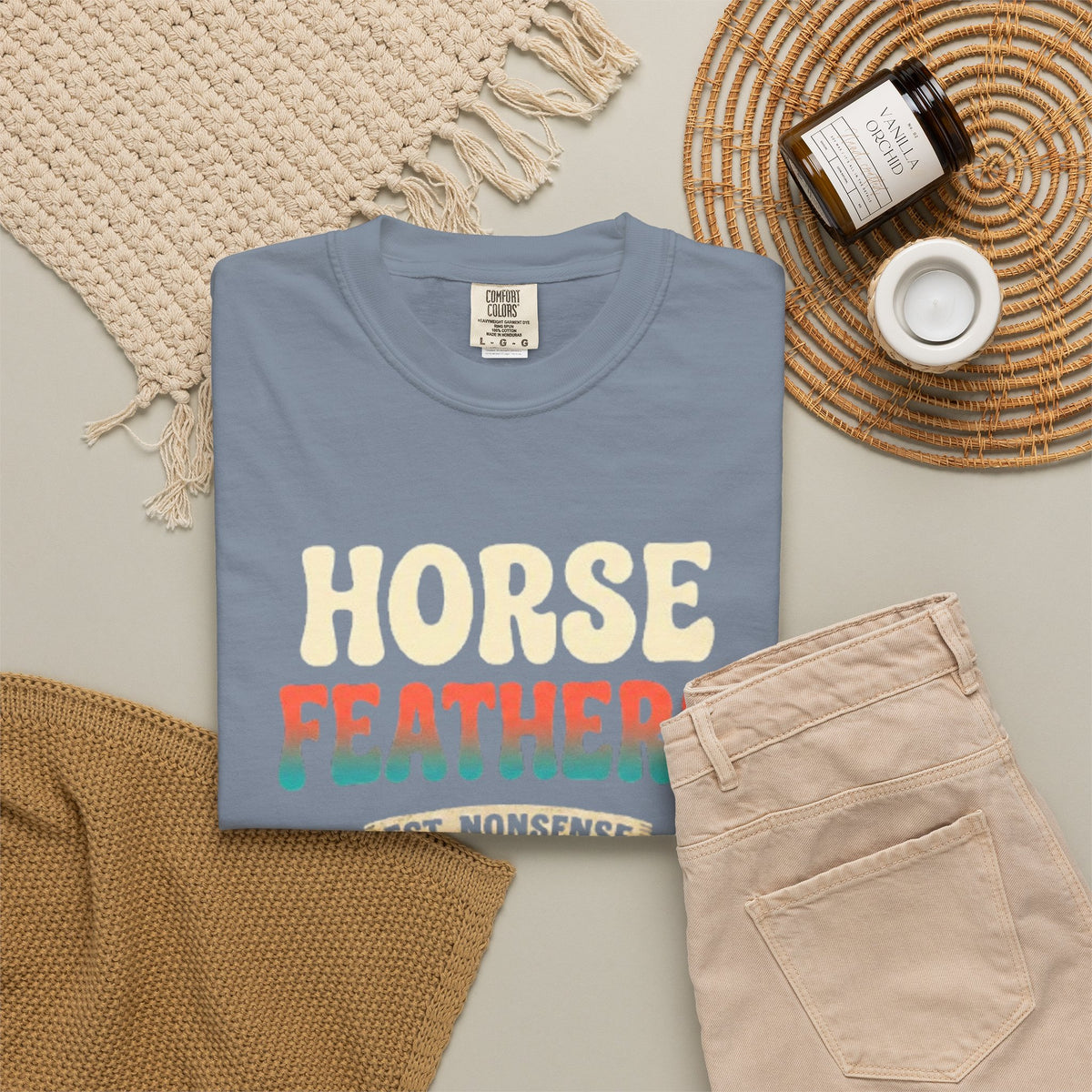 Horse Feathers Graphic T-Shirt Vintage Retro Logo Tee