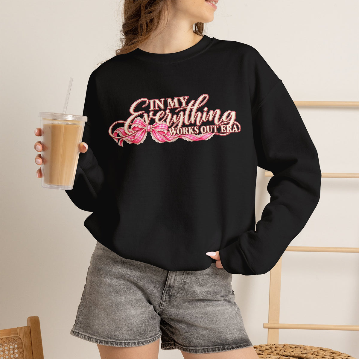 In My Everything Works Out Era Sweatshirt, Coquette Bow Crewneck, Positive Affirmation Shirt, Manifestation Gift for Her