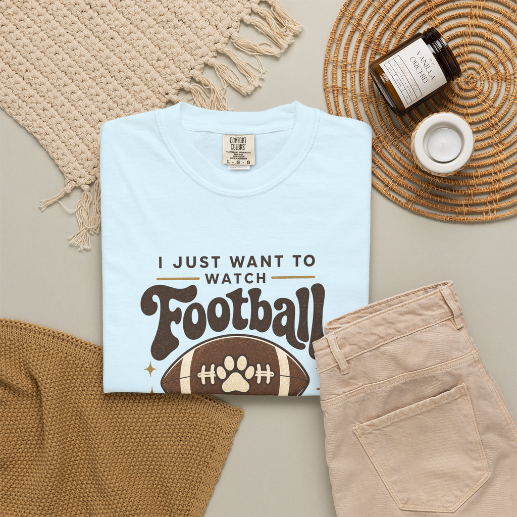 Football and Dog T Shirt I Just Want to Watch Football and Hang Out With My Dog Graphic Tee