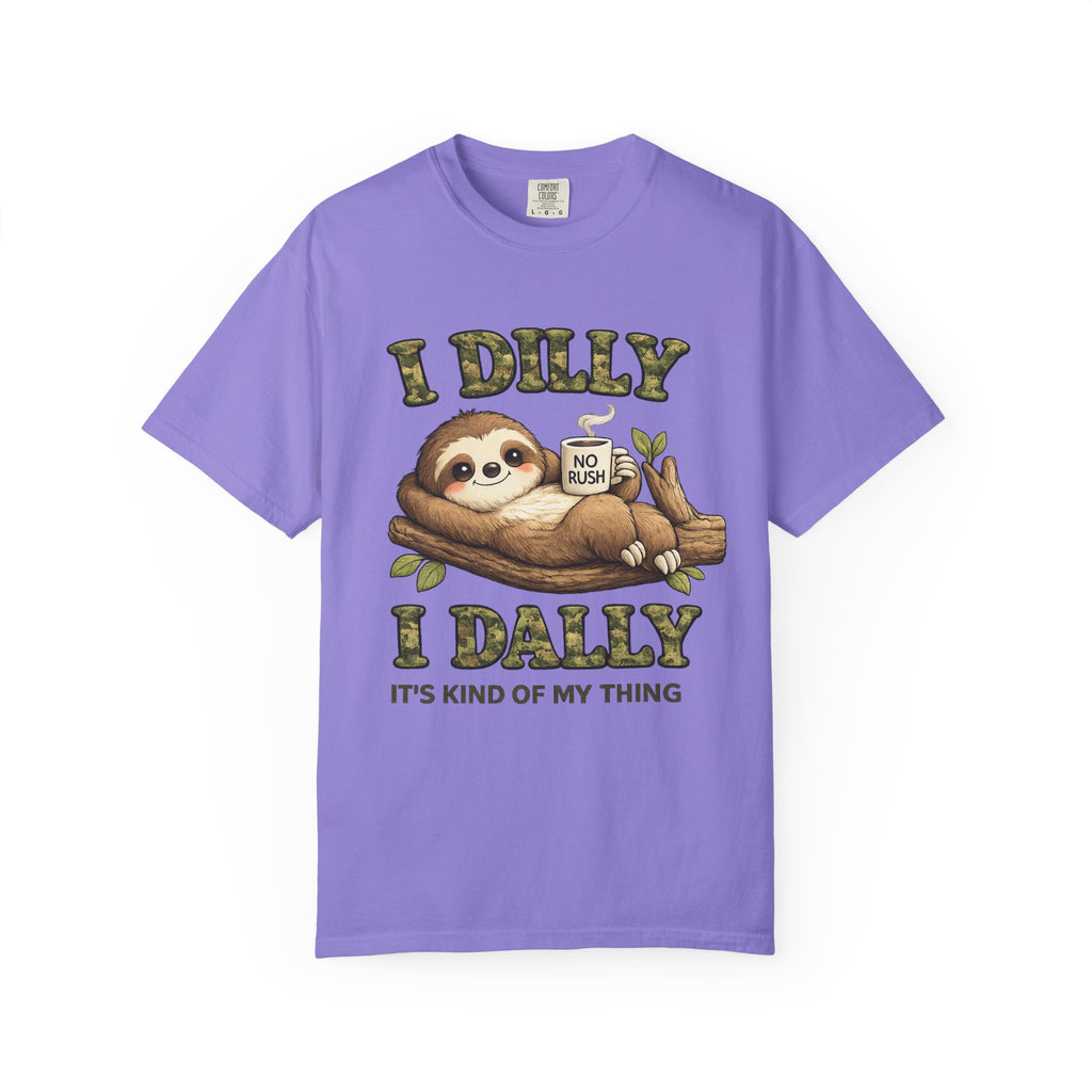 Sloth I Dilly I Dally Relaxed T-Shirt Funny Lazy Day Graphic Tee