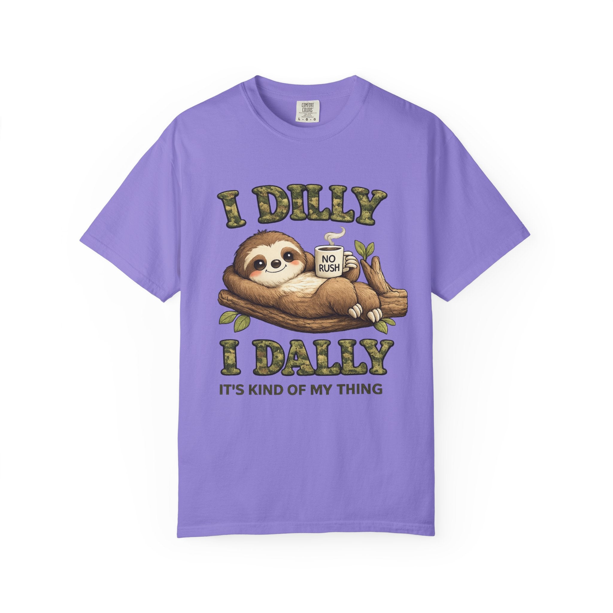 Sloth I Dilly I Dally Relaxed T-Shirt Funny Lazy Day Graphic Tee