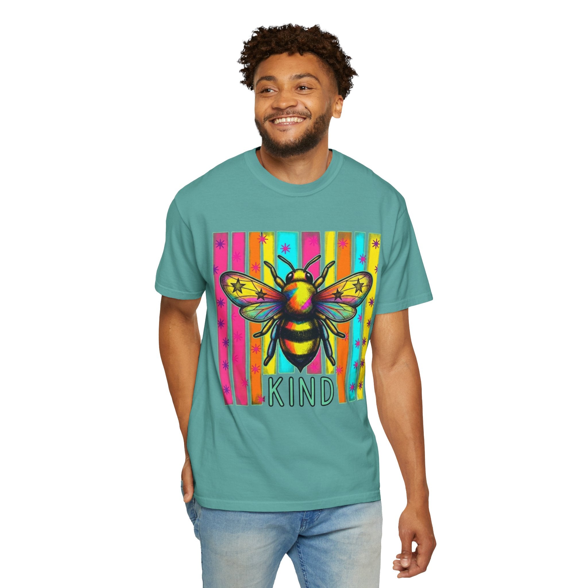Bee Kind T Shirt Colorful Retro Striped Graphic Tee