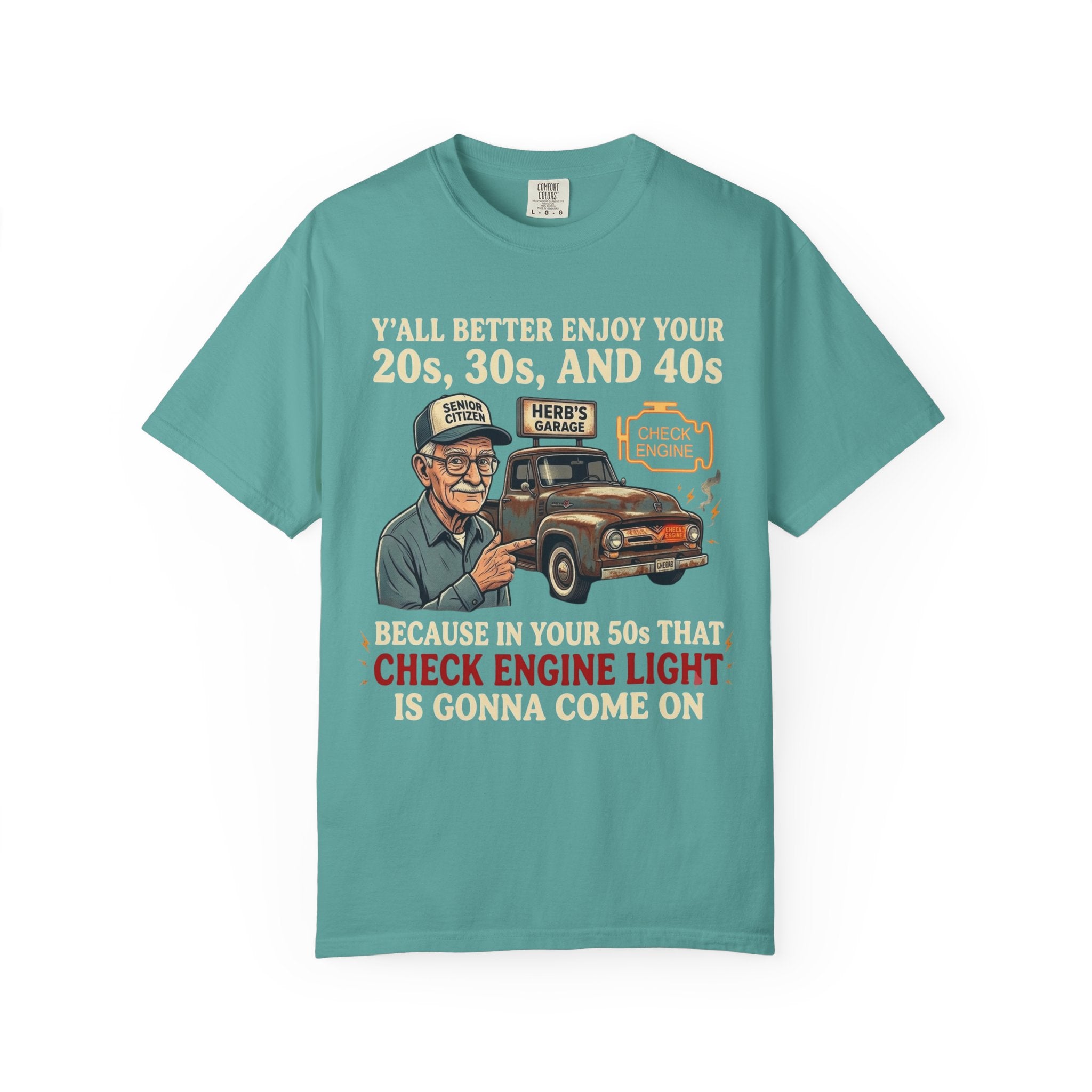 Check Engine Light Tee Shirt Funny Vintage Grandpa Truck Tee