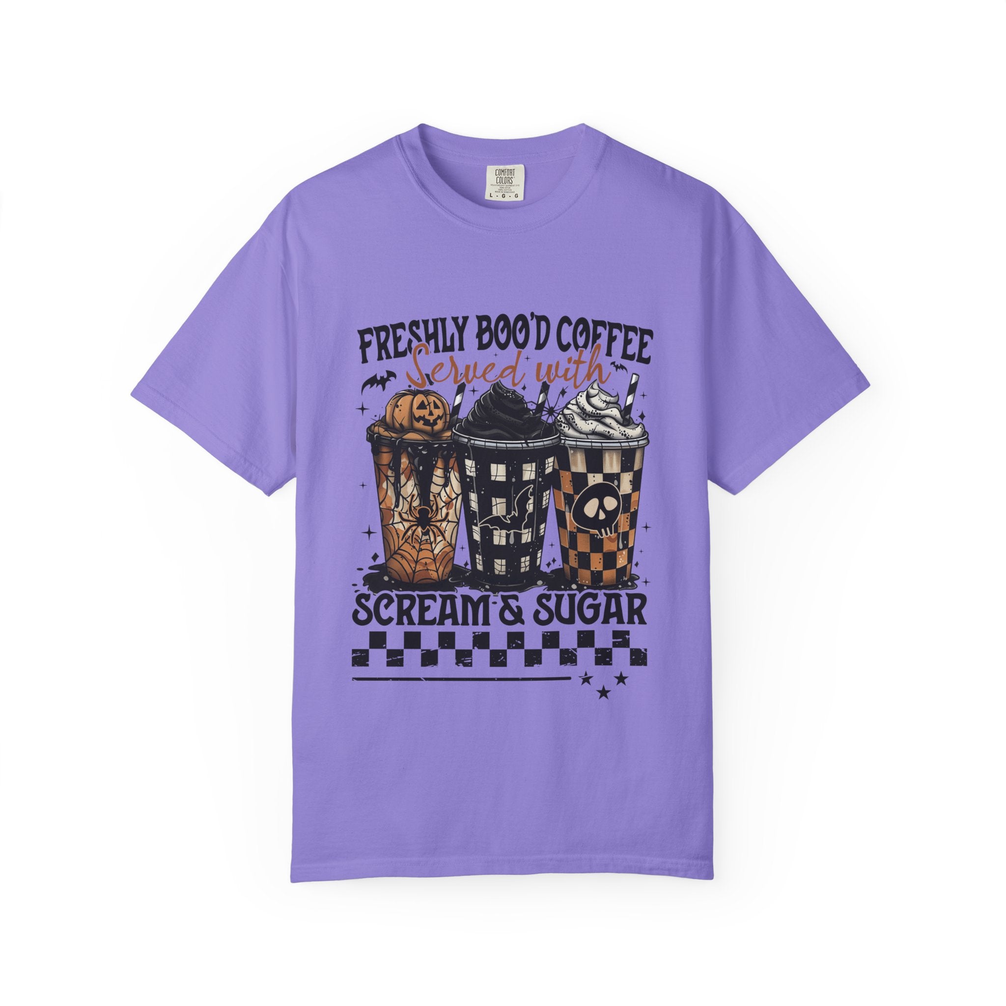 Coffee and Candy Halloween T Shirt Freshly Boo d Coffee Served with Scream and Sugar