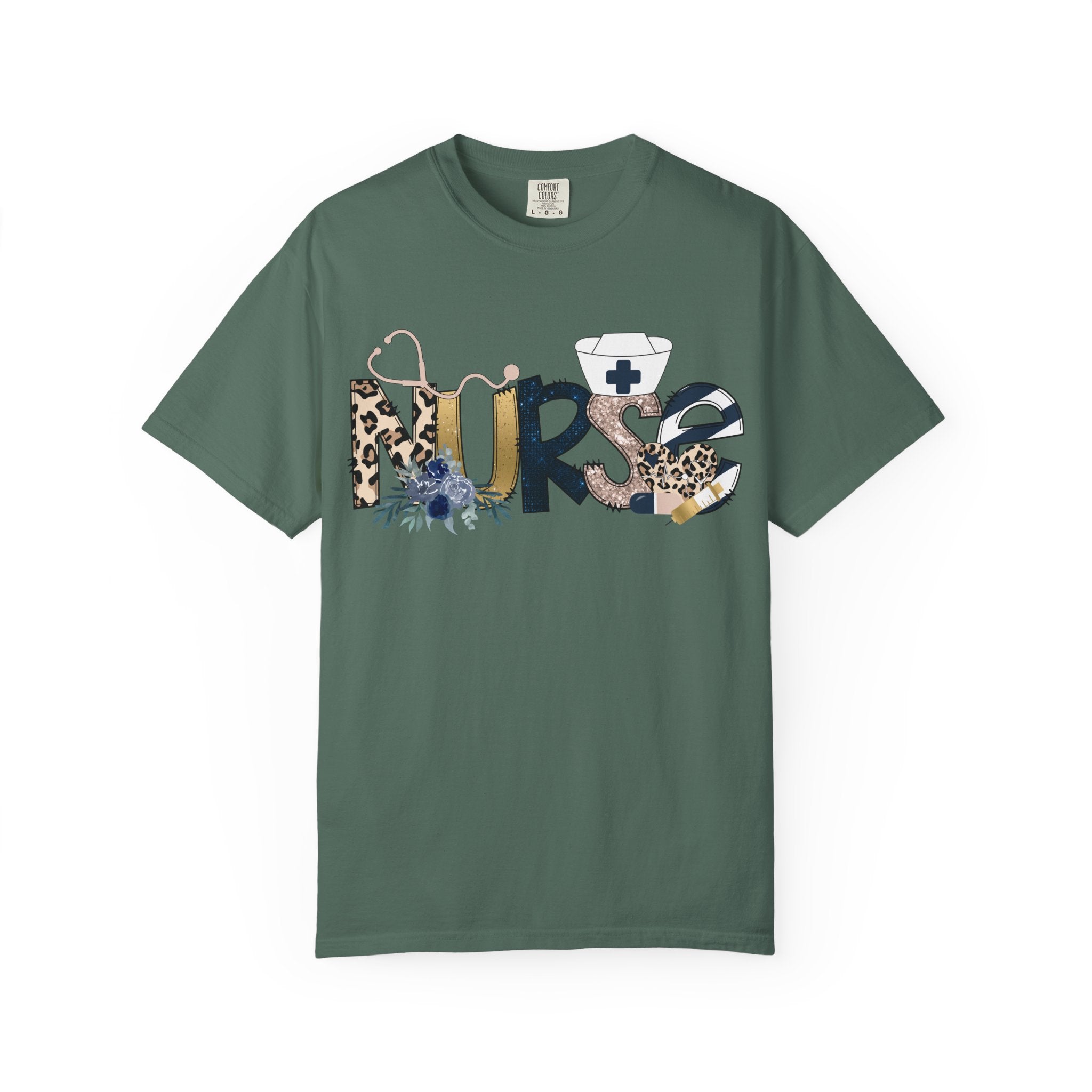 Nurse Floral Leopard Graphic T Shirt