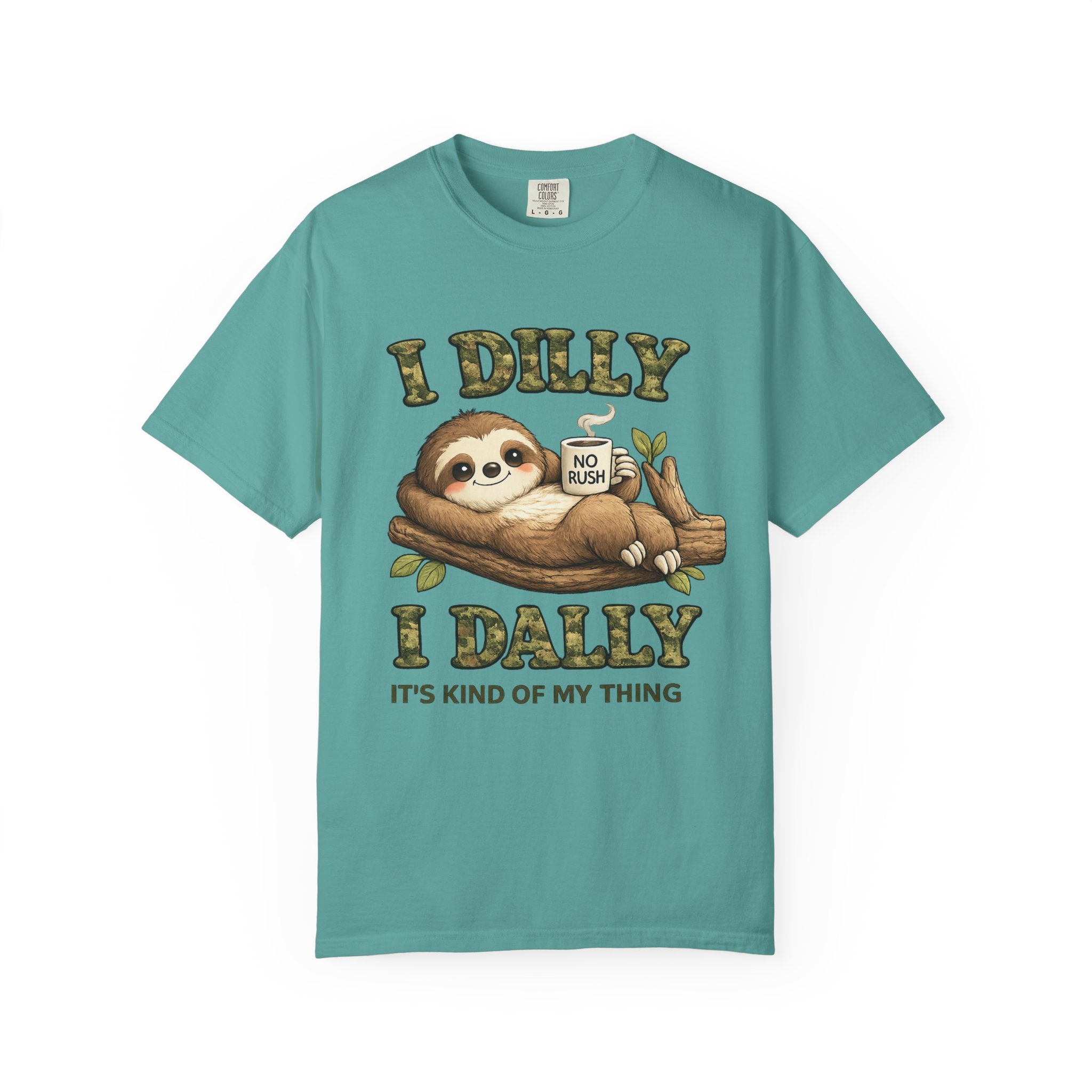 Sloth I Dilly I Dally Relaxed T-Shirt Funny Lazy Day Graphic Tee