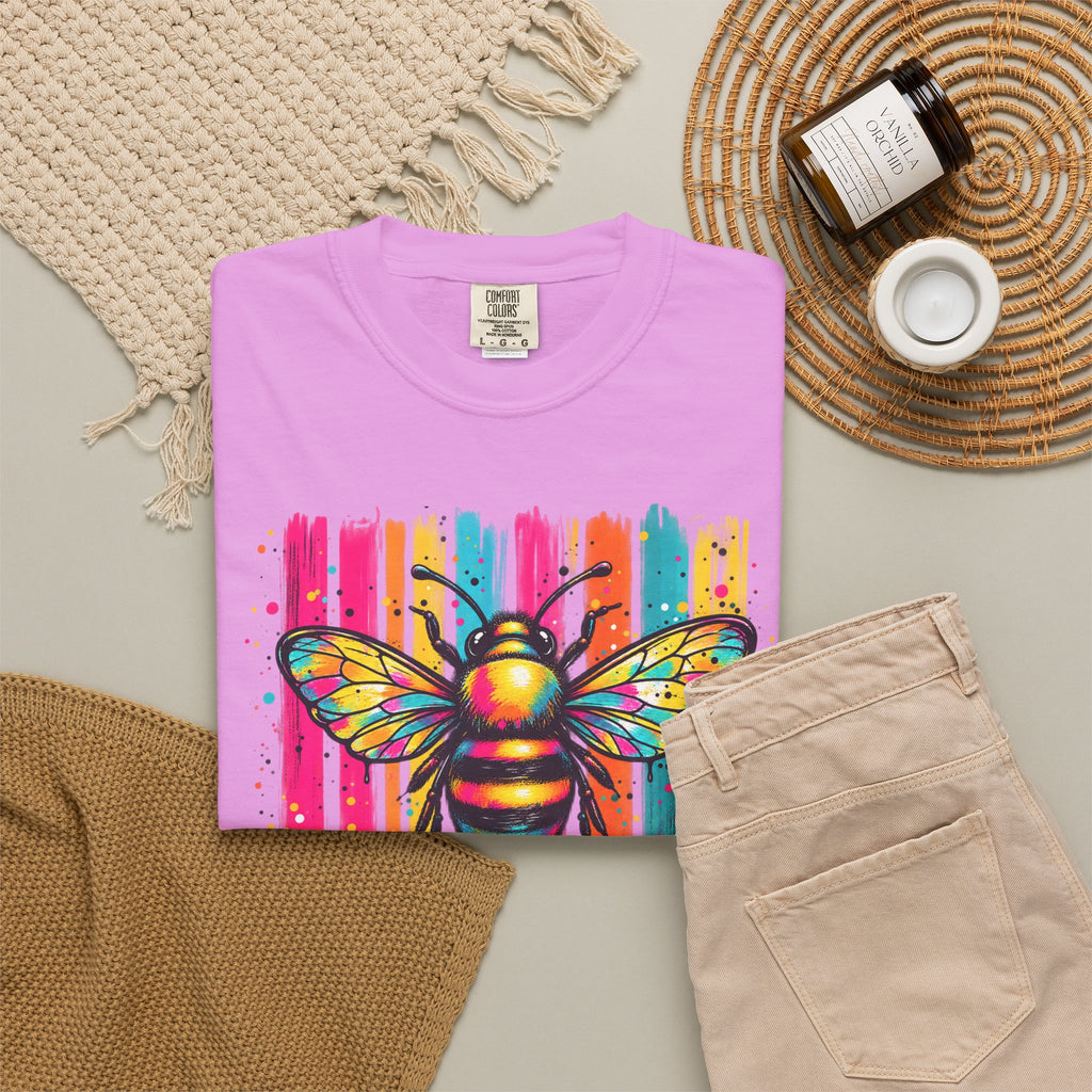 Bee Kind T Shirt Colorful Retro Striped Graphic Tee