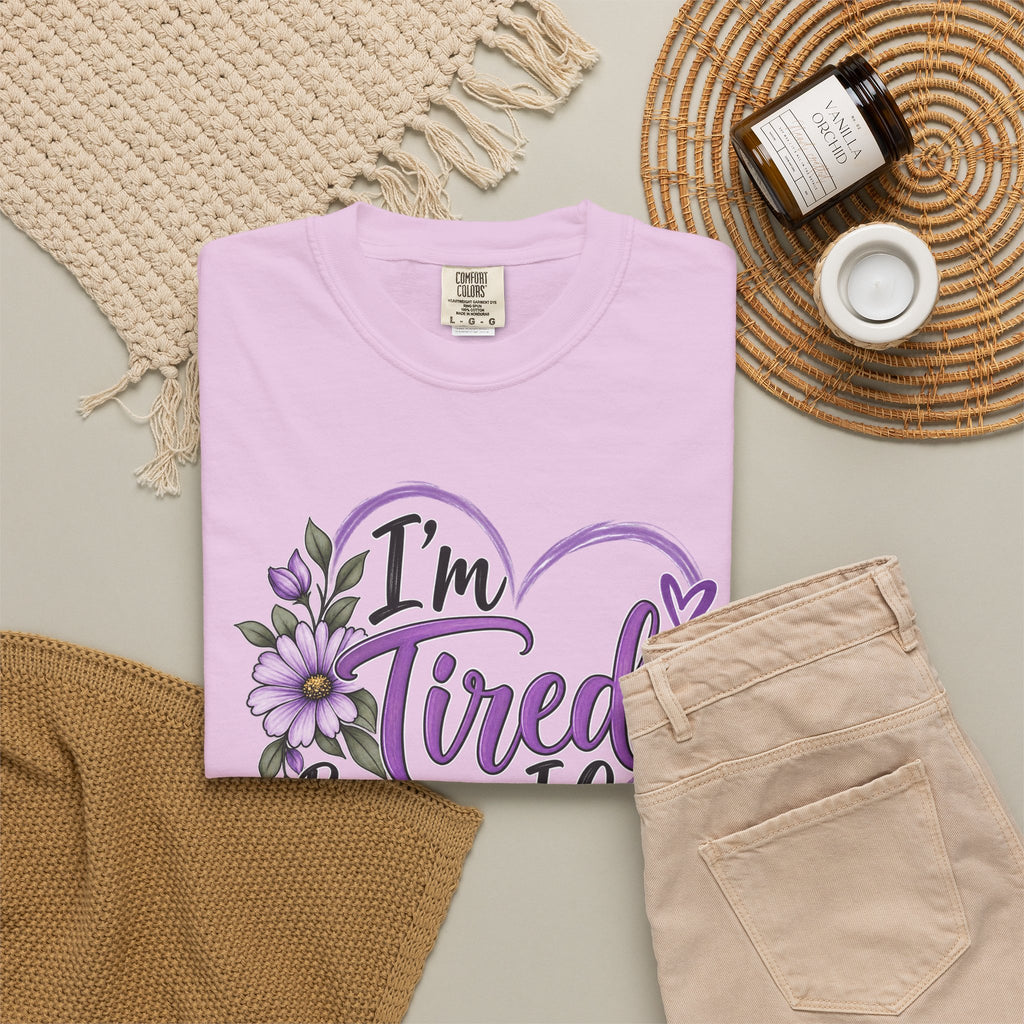 Im Tired Because I Care floral heart T Shirt Caregiver tee