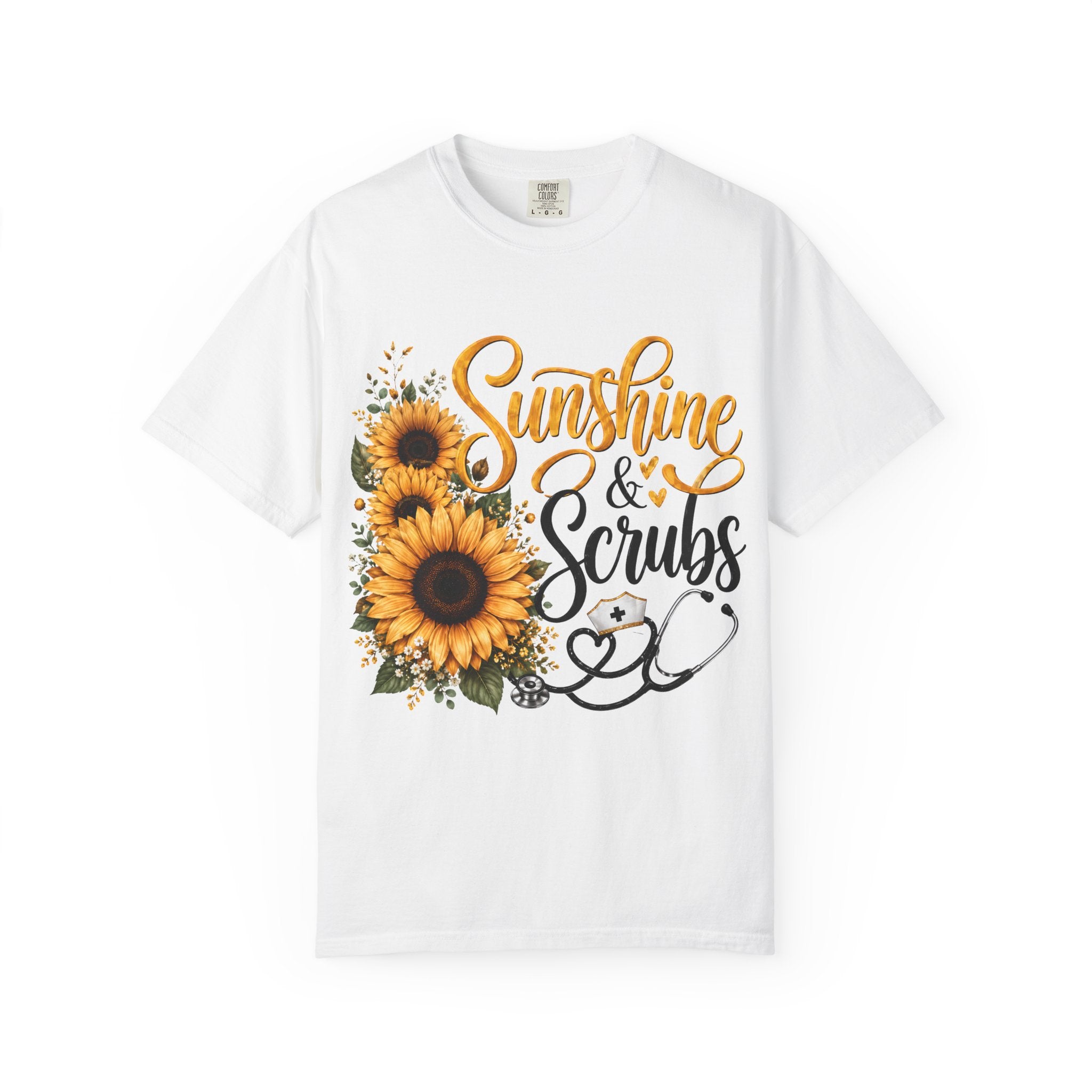Sunshine and Scrubs Sunflower Nurse T Shirt