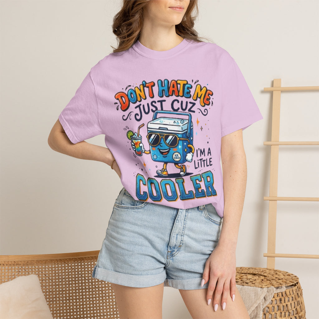 Cooler Cartoon T‑Shirt Don't Hate Me Just Cuz Im a Little Cooler Funny Graphic Tee