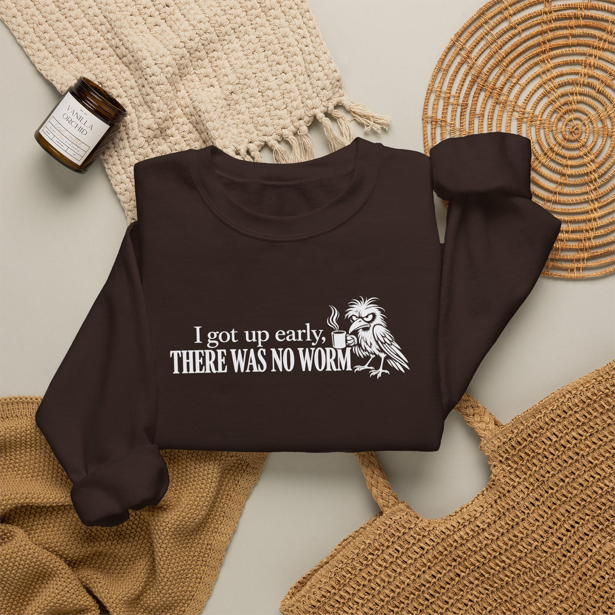 I Got Up Early There Was No Worm Sweatshirt, Funny Bird Coffee Crewneck, Sarcastic Morning Shirt, Grumpy Bird Gift