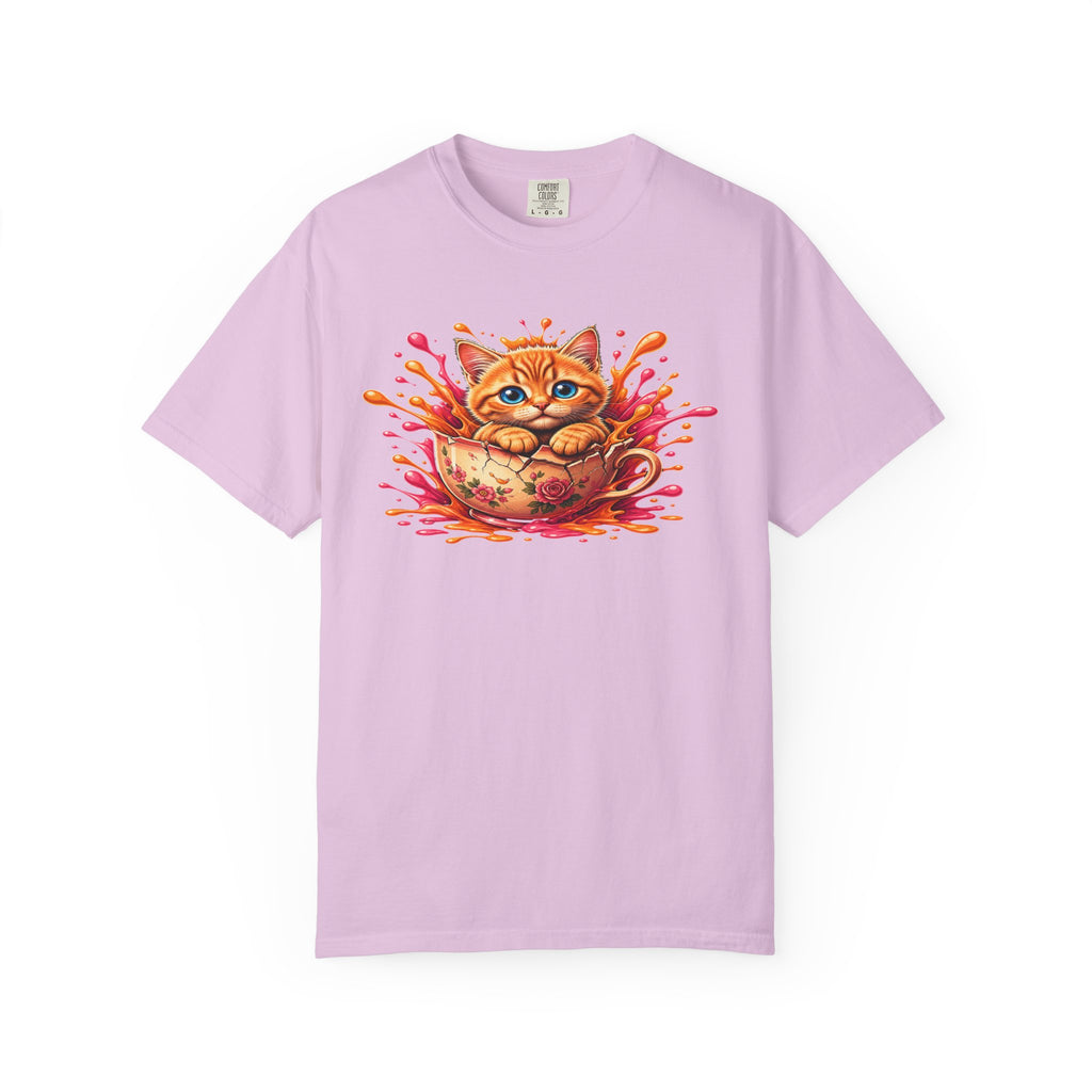 Cat Splash T Shirt Cute Orange Kitten Graphic Tee