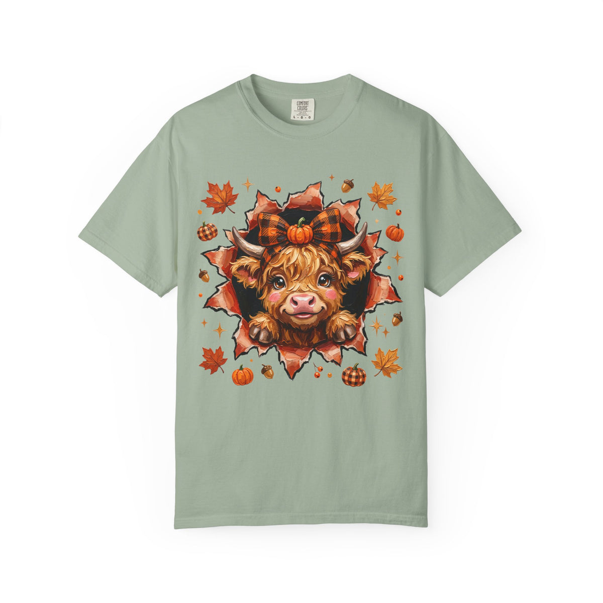 Highland Cow Autumn Tee Shirt Cute Fall Plaid Calf Design