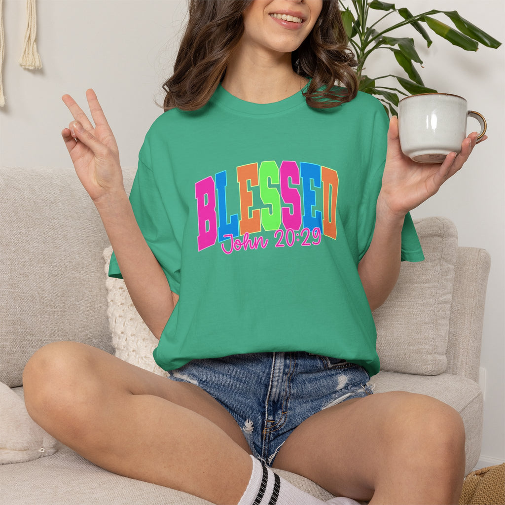 Blessed John 20:23 T shirt | Colorful Retro Gospel Tee