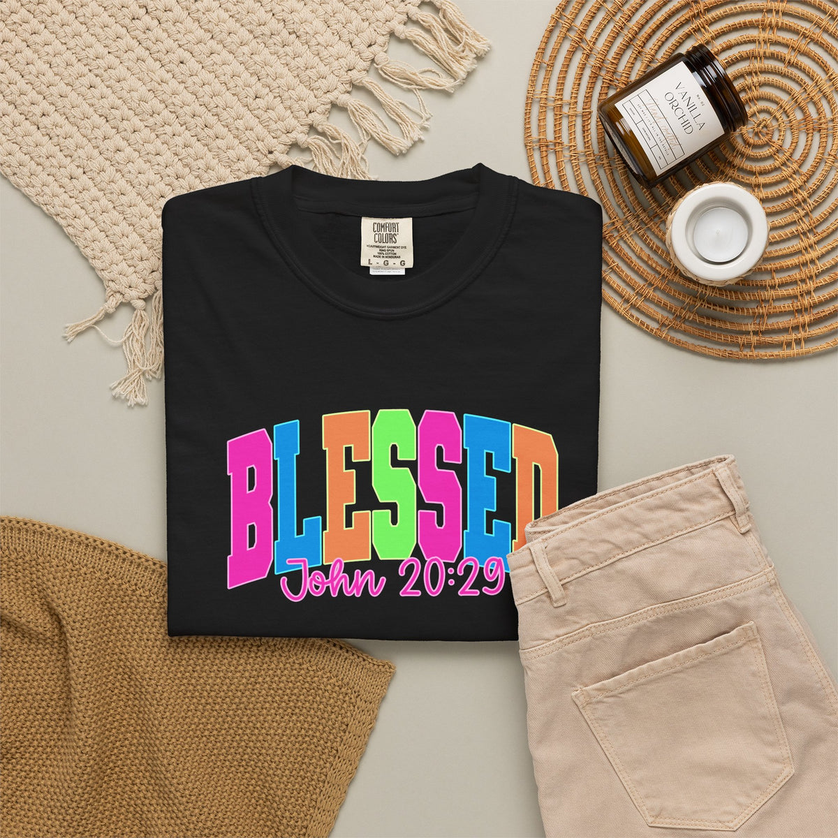 Blessed John 20:23 T shirt | Colorful Retro Gospel Tee