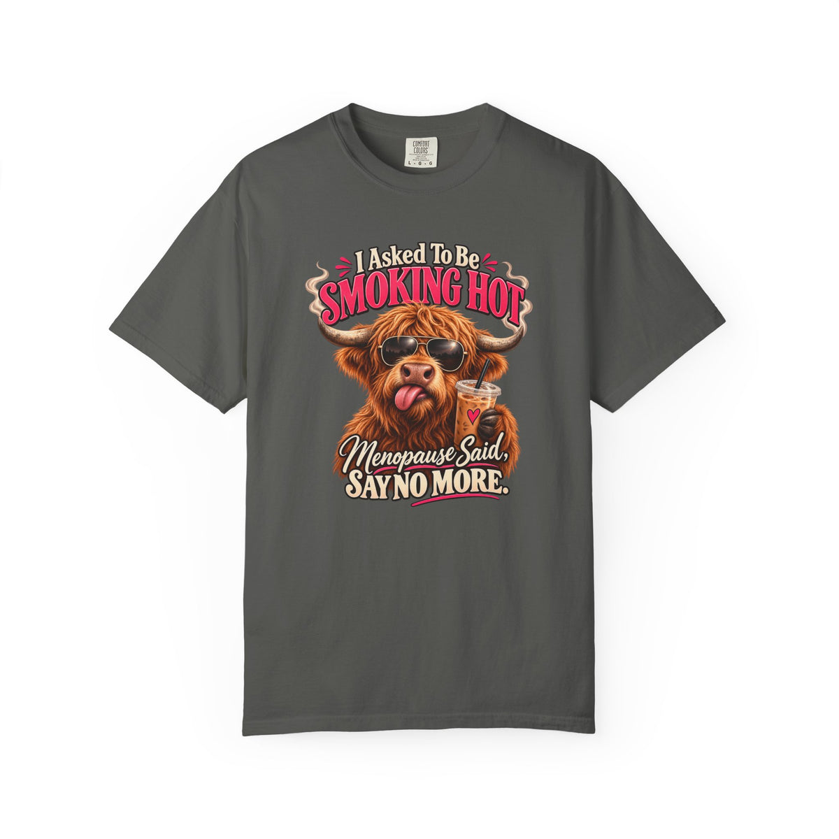 Menopause Smoking Hot Tee Shirt Funny Cow with Sunglasses and Drink