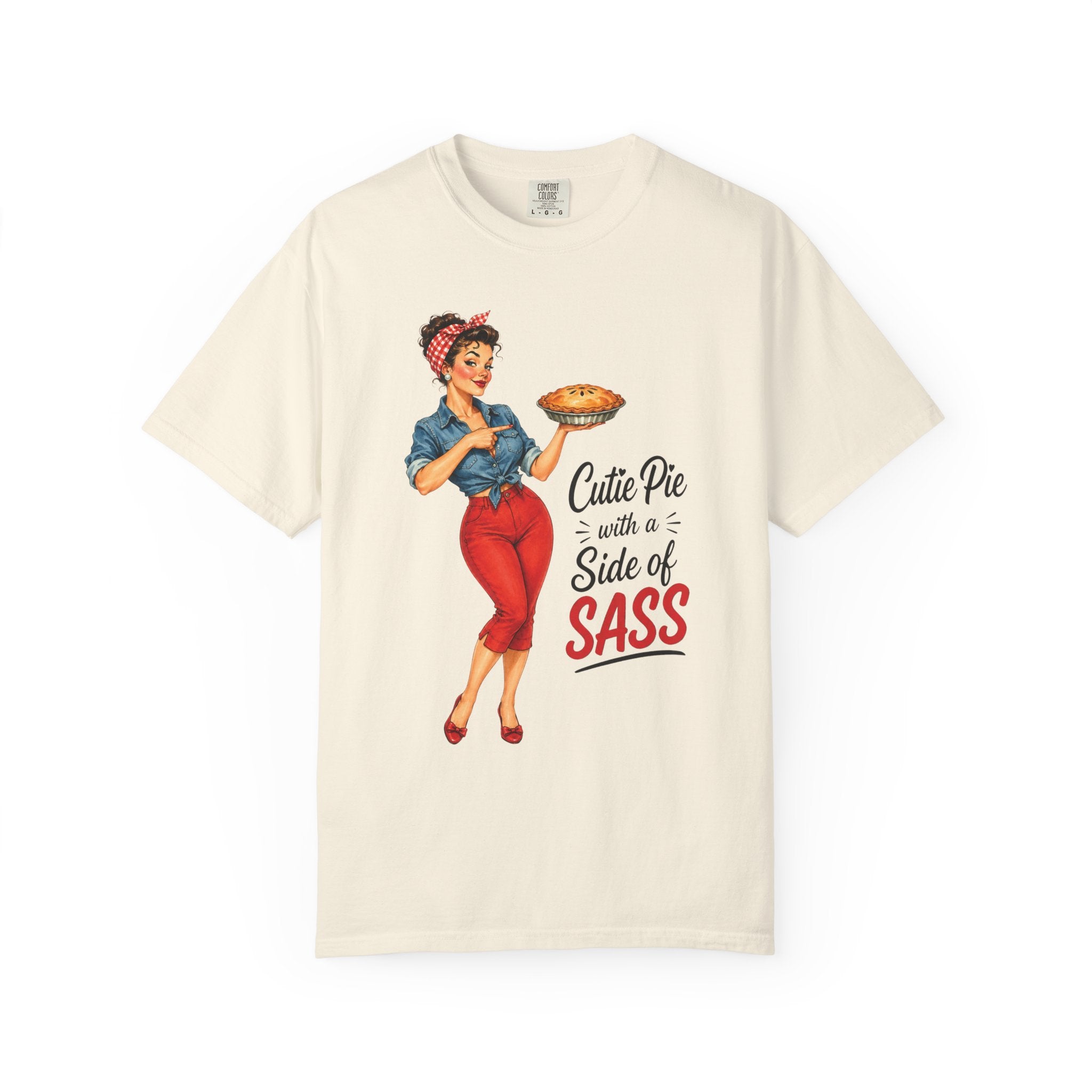 T Shirt Cutie Pie with a Side of Sass Retro Pin Up Tee