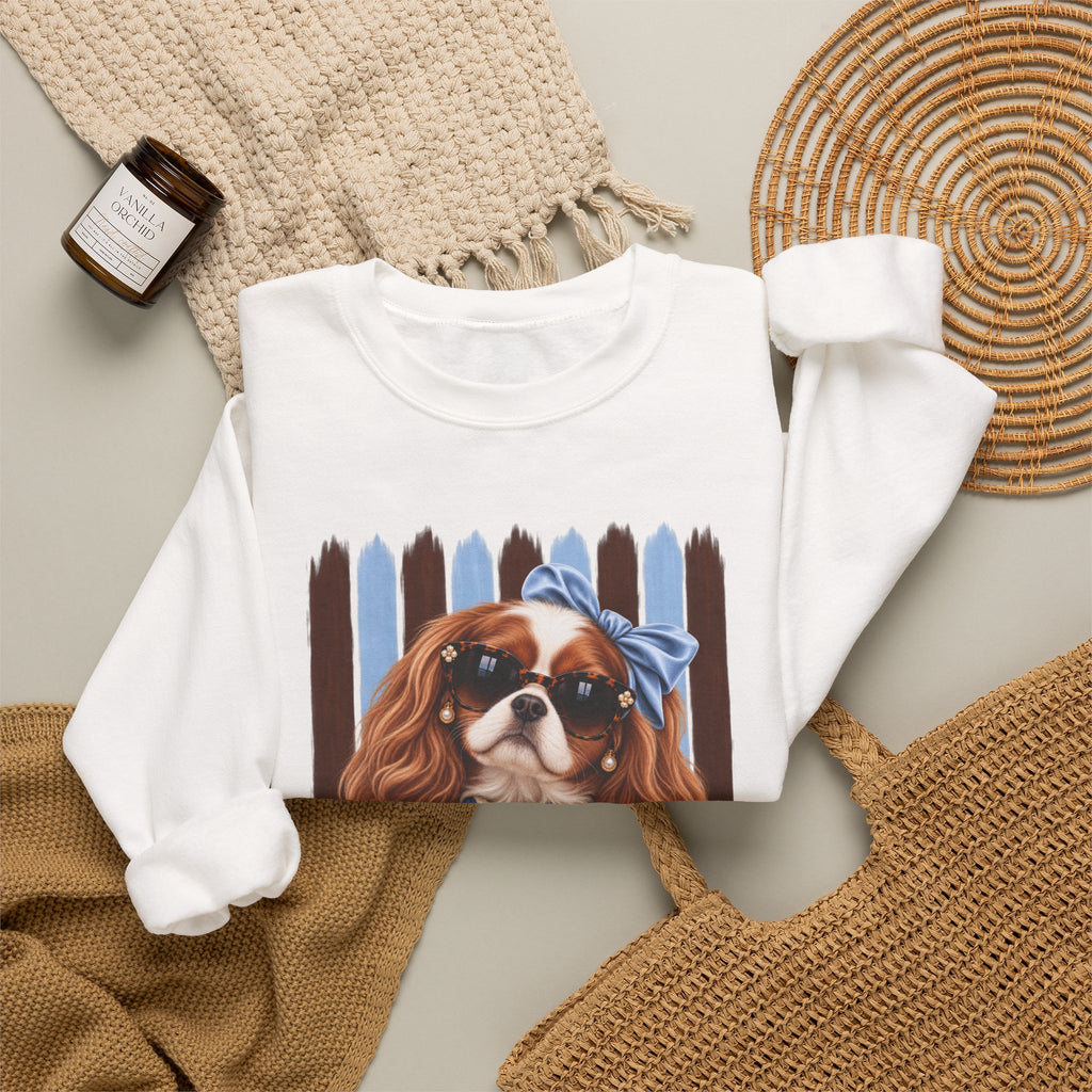 Cavalier King Charles Spaniel Sweatshirt, Cavalier Mom Gift, Unique Dog Lover Sweater, Artsy Boutique Dog Apparel, Original Pet Lover Gift