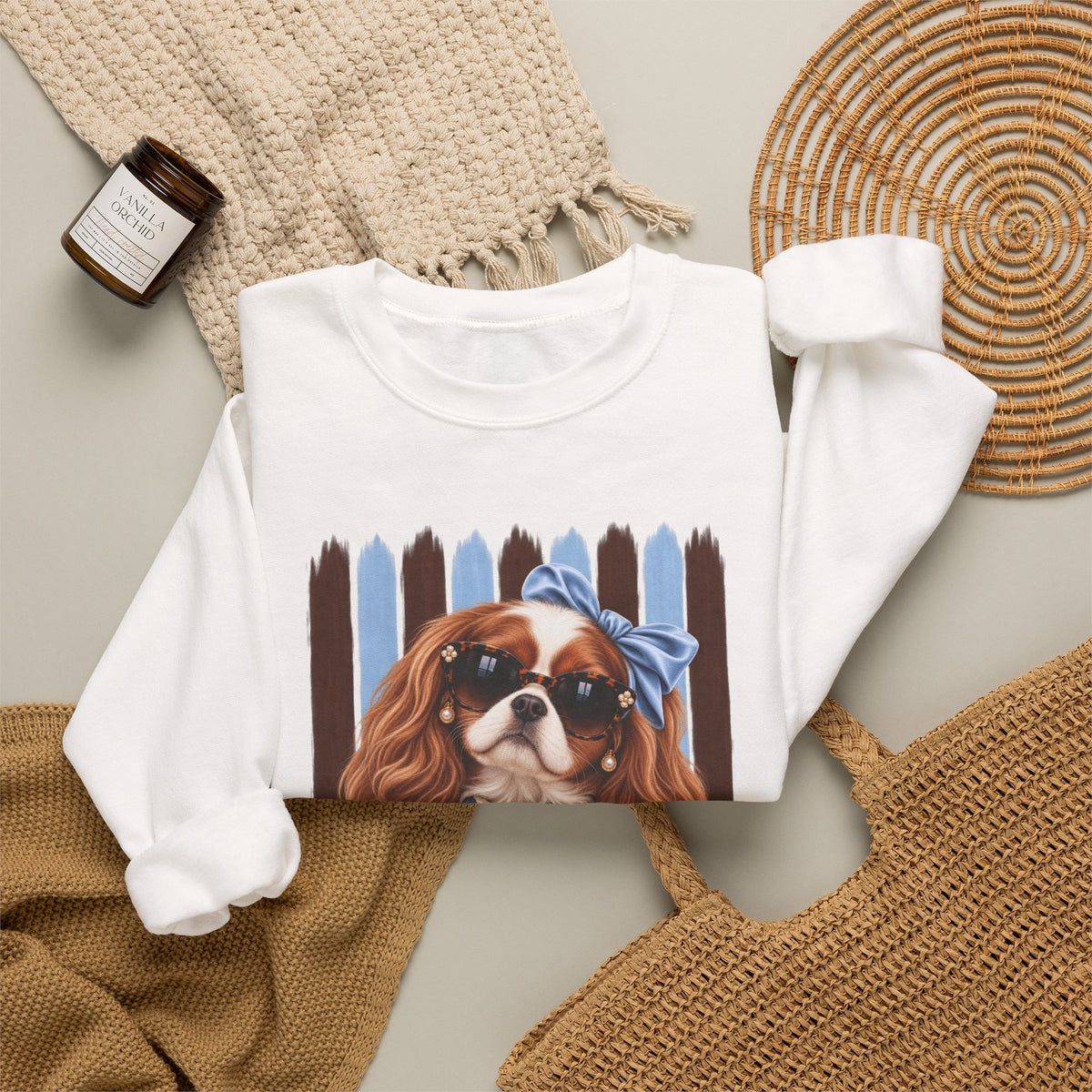 Cavalier King Charles Spaniel Sweatshirt, Cavalier Mom Gift, Unique Dog Lover Sweater, Artsy Boutique Dog Apparel, Original Pet Lover Gift