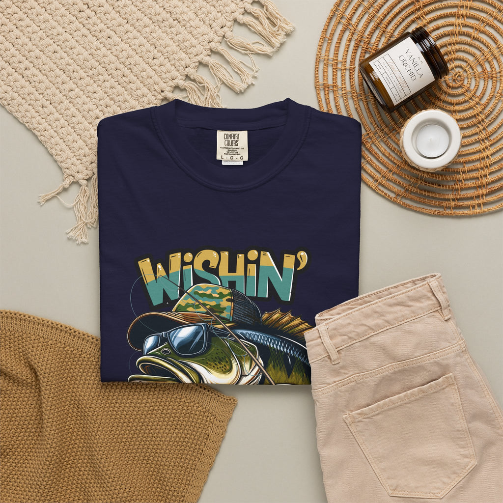 Fishing Graphic T Shirt Wishin Was Fishin Vintage Bass Tee