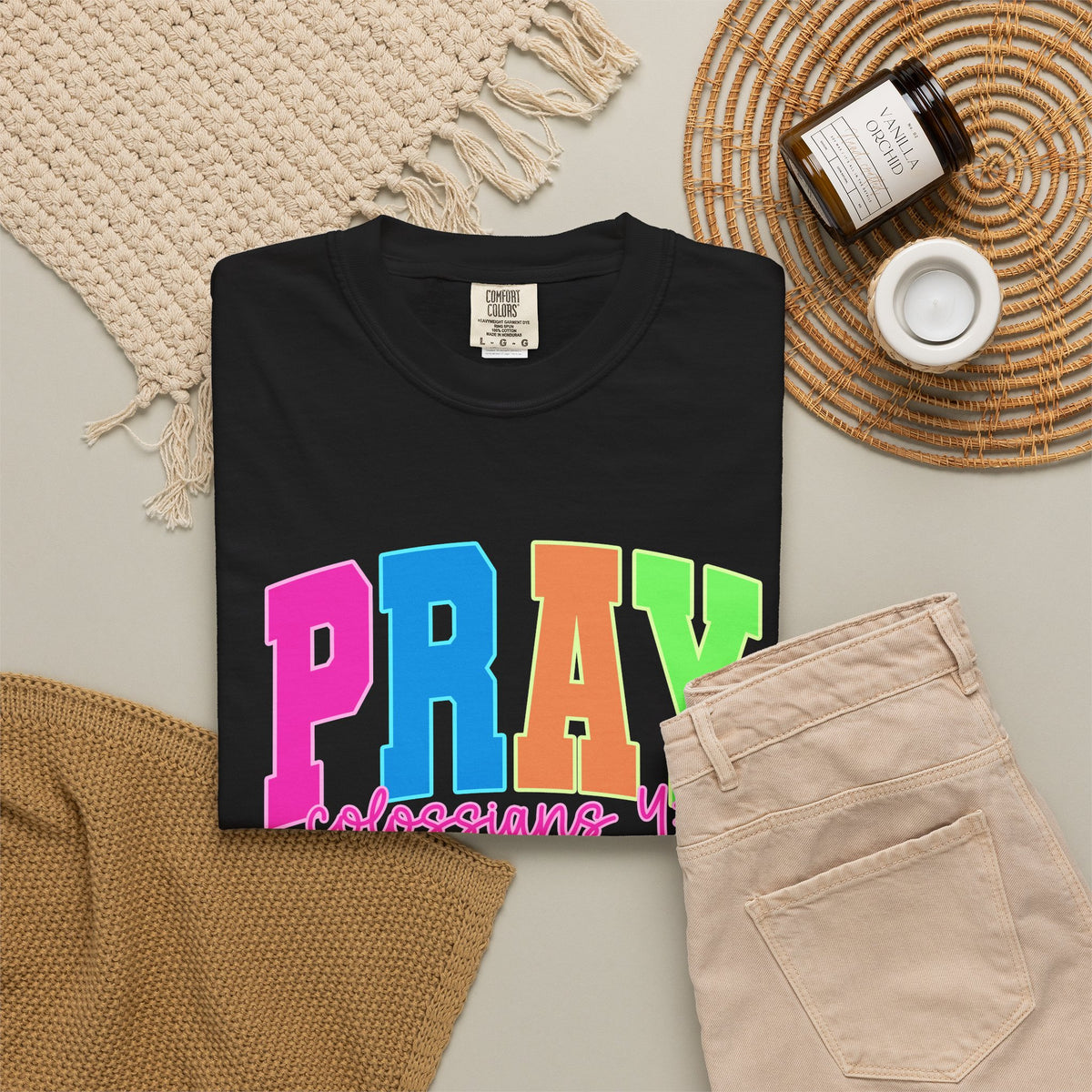 PRAY Colossians 4 2 Garment-Dyed Tee Comfort Colors Colorful Faith Prayer Shirt