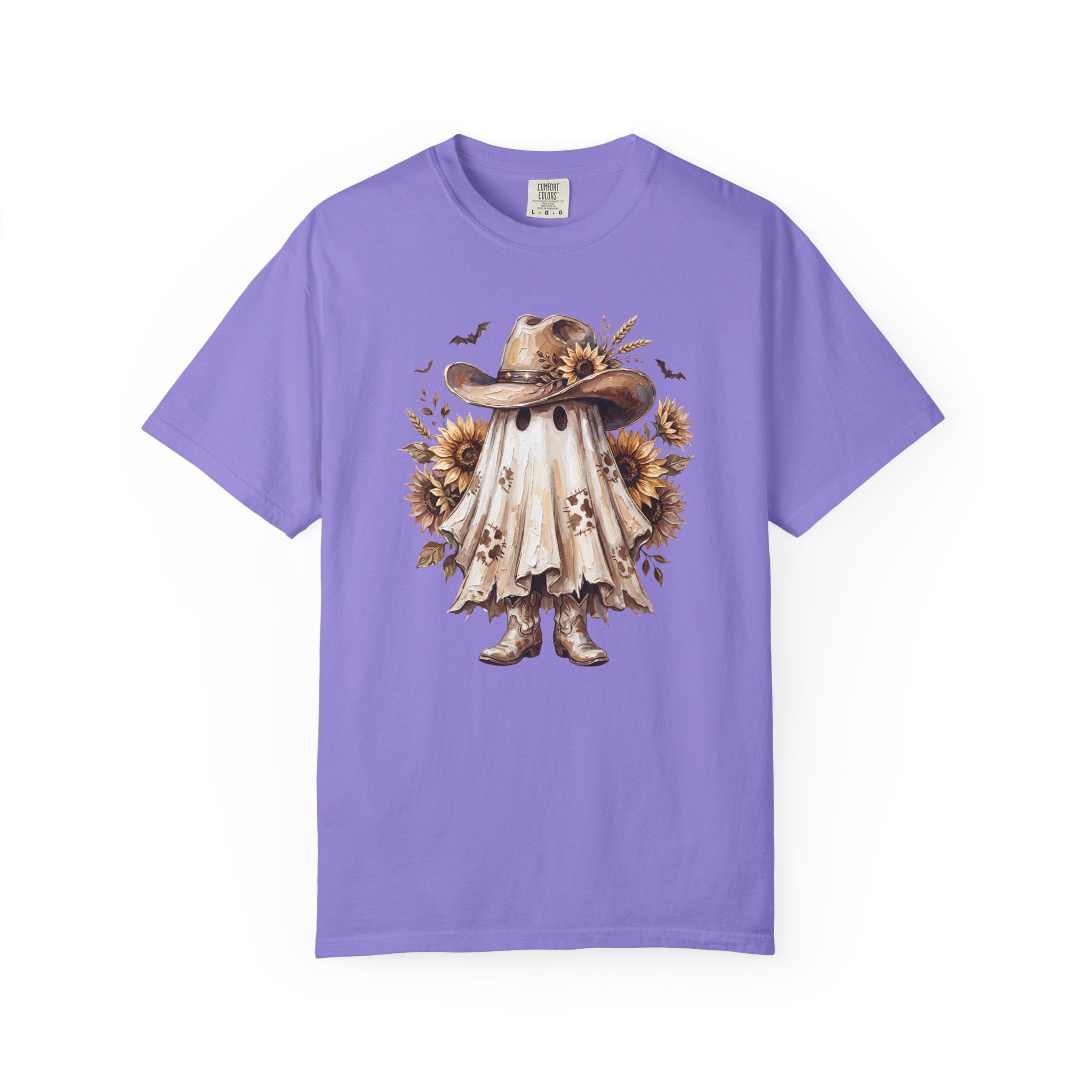 Ghost Cowboy T Shirt Cute Sunflower Halloween Tee