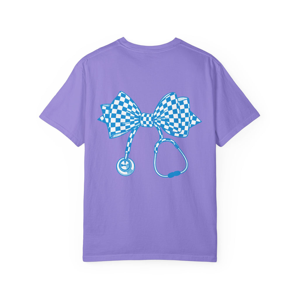 Checkerboard Stethoscope T Shirt Cute Nurse Doctor Medical Tee