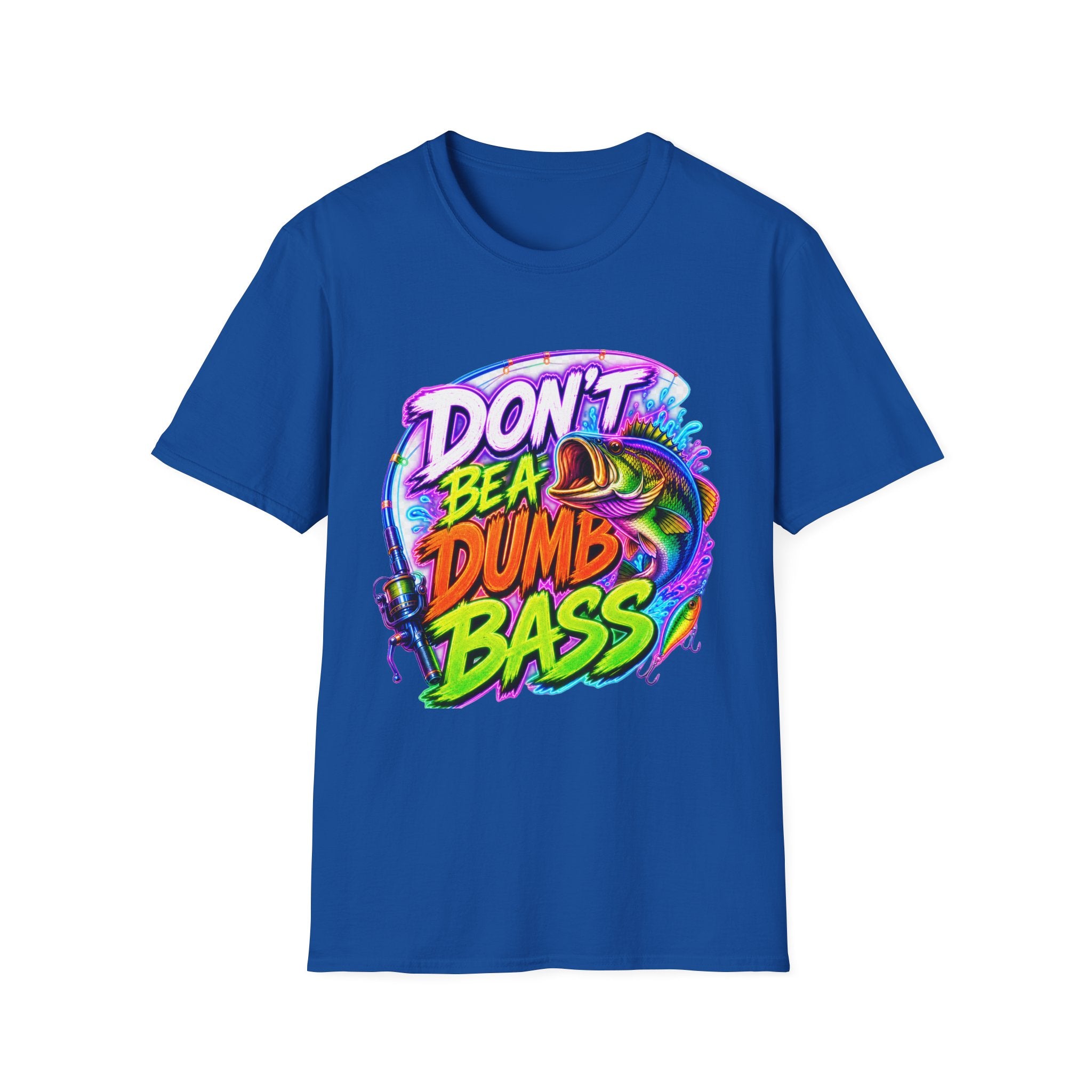 T-Shirt — "Don't Be a Dumb Bass" Colorful Fishing Graphic Tee
