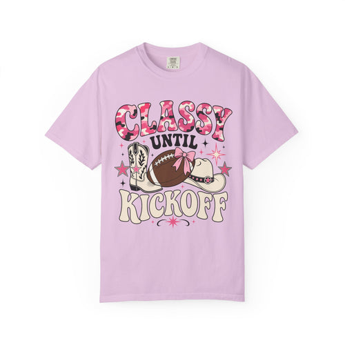 Classy Until Kickoff Football T Shirt Retro Cowgirl Game Day Tee