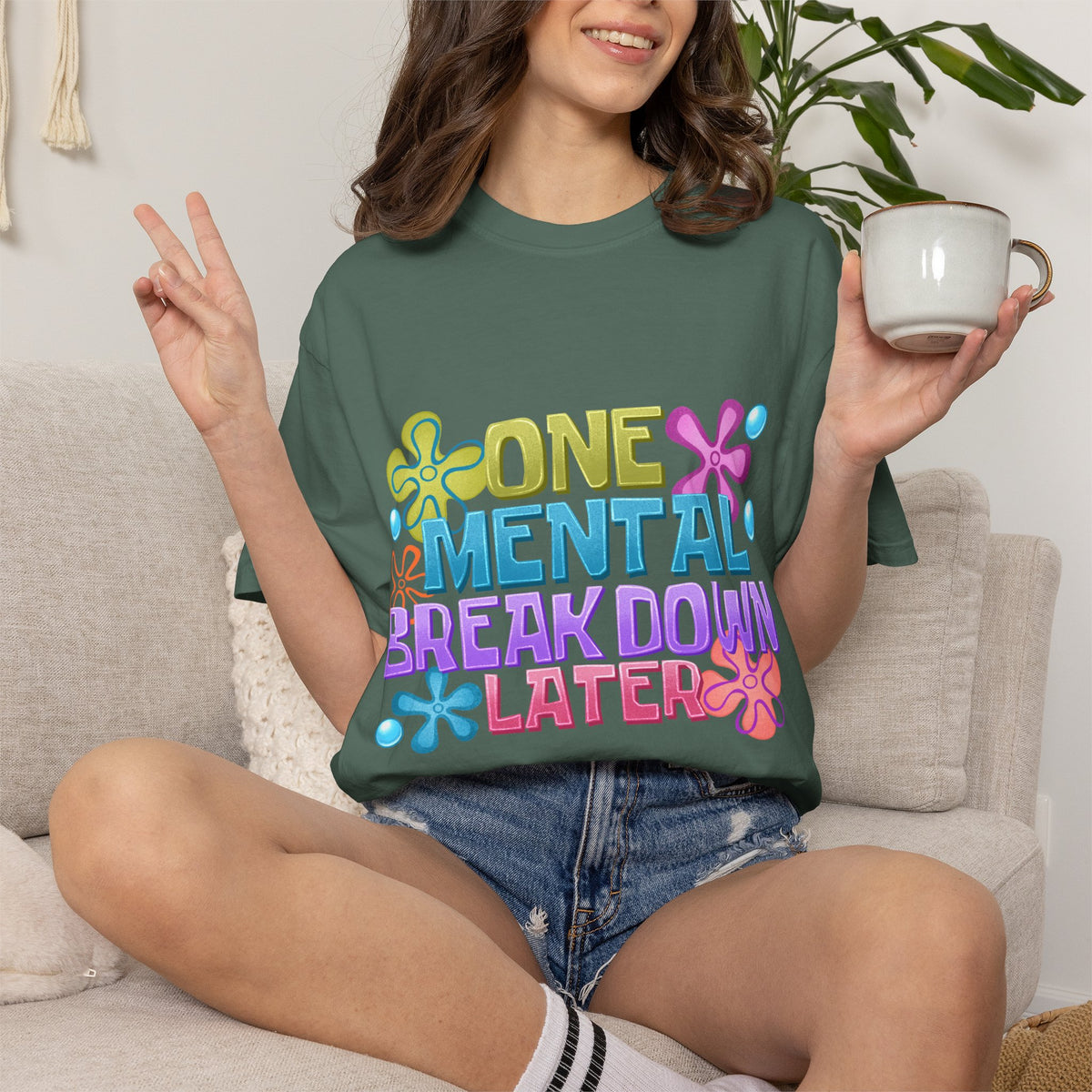 T Shirt One Mental Breakdown Later Colorful Retro Graphic Tee