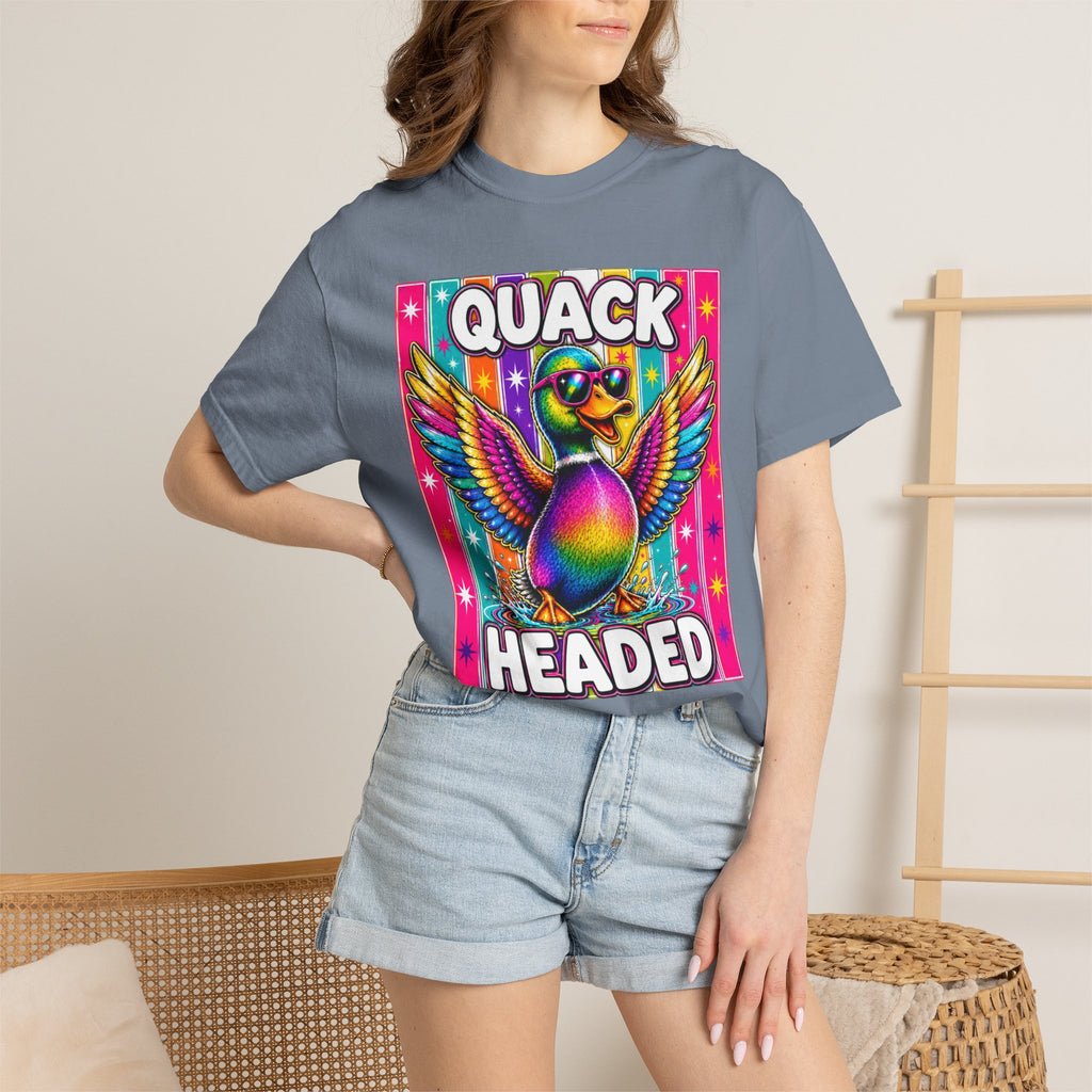 Quack Headed Duck T Shirt Vibrant Retro Rainbow Duck Graphic Tee