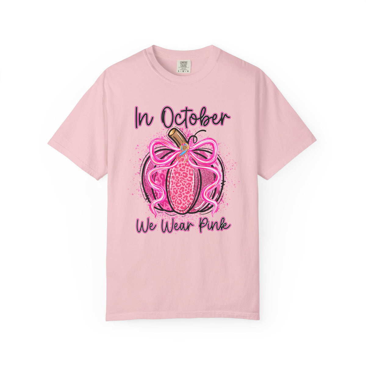 Breast Cancer Awareness Tee Shirt In October We Wear Pink Pumpkin Design