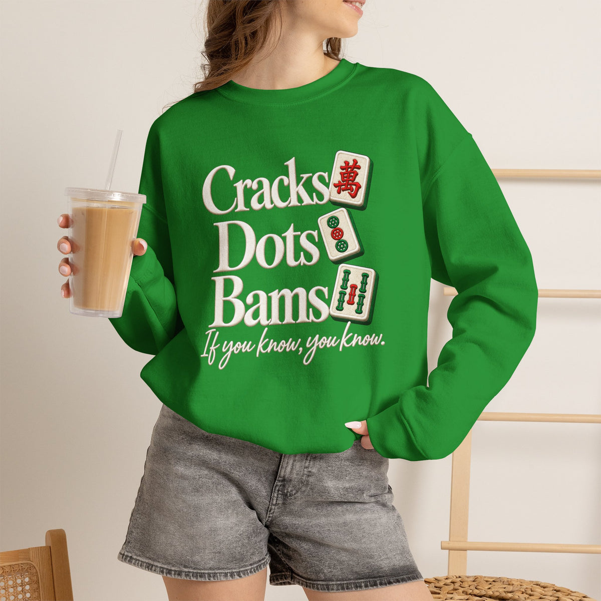 Cracks Dots Bams Mahjong Sweatshirt, Funny Mahjong Shirt, Mahjong Lover Gift, Mahjong Game Night Crewneck, Mahjong Club Apparel