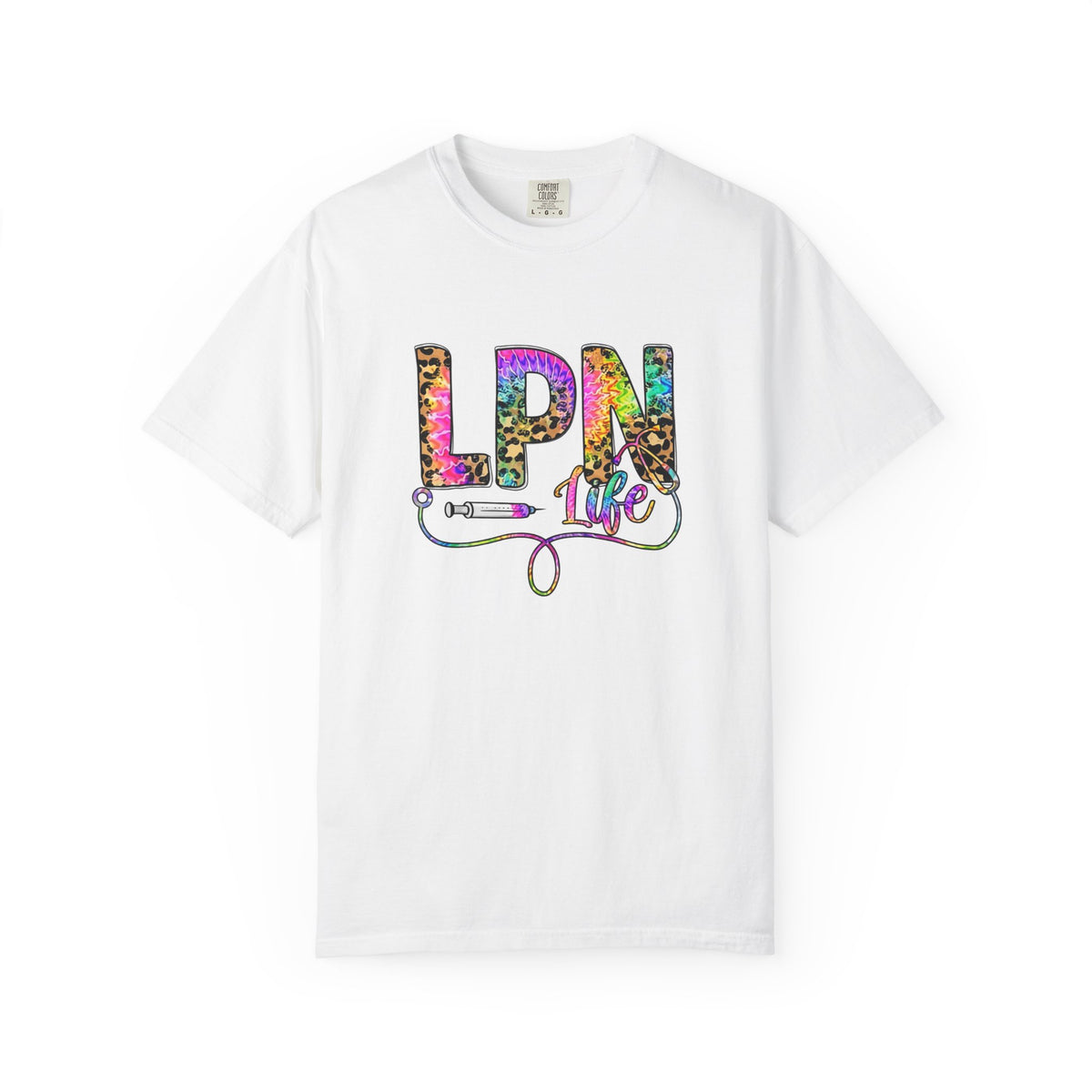 LPN Life T Shirt Colorful Leopard Stethoscope Nursing Tee