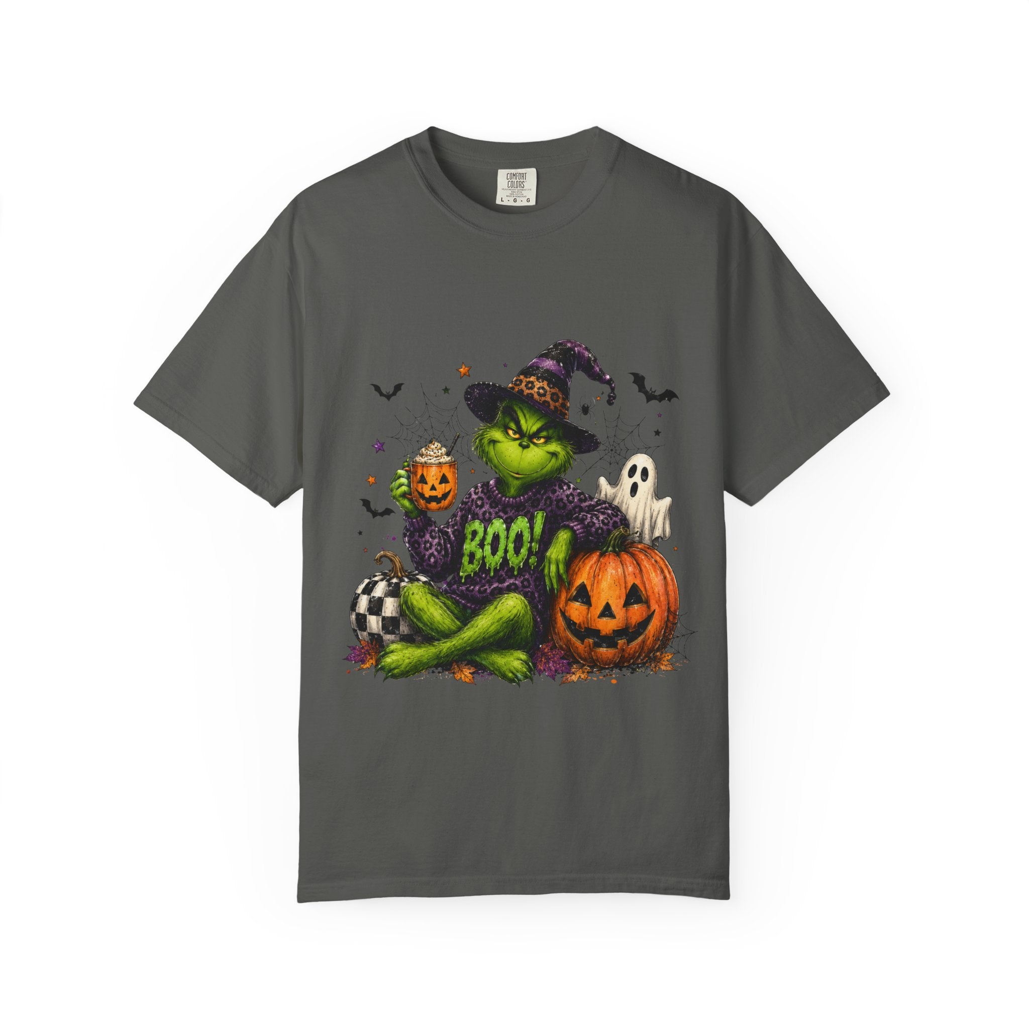 Halloween Grinch T Shirt BOO Witch Hat Pumpkin Graphic Tee