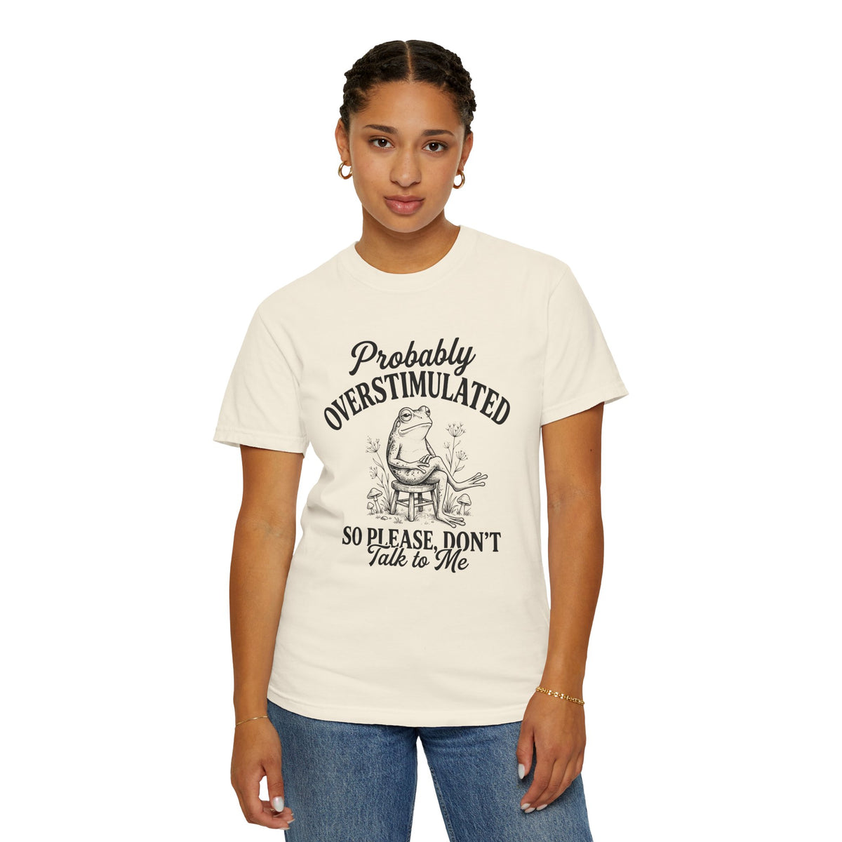 Probably Overstimulated Frog Tee Shirt So Please Dont Talk to Me Graphic Tee